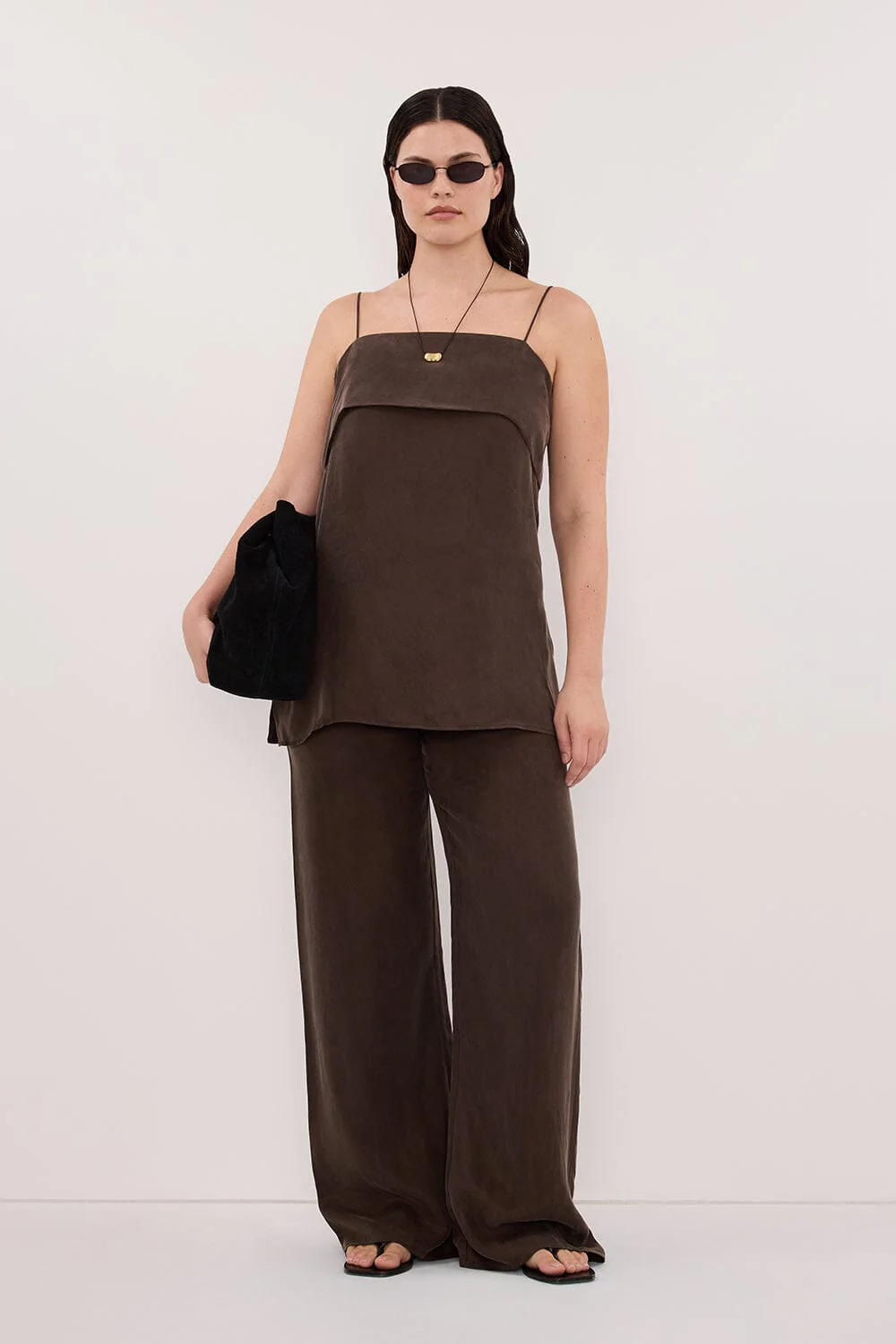 ADDIE BITTER CHOC CUPRO DRAWSTRING PANT - Image 6