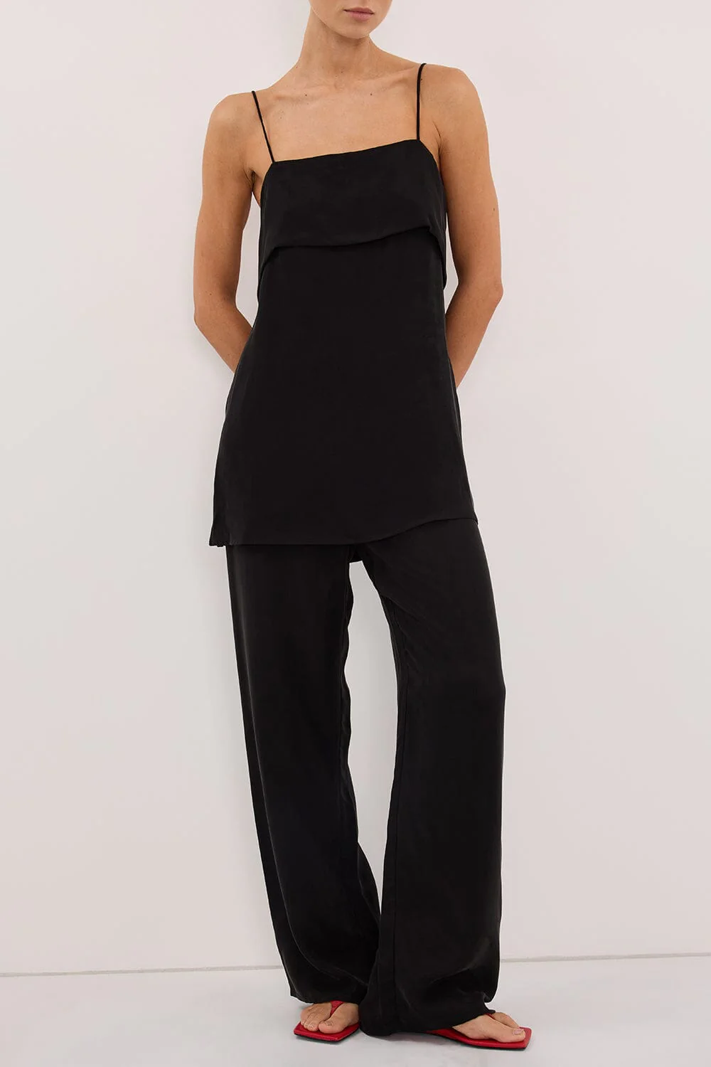 ADDIE BLACK CUPRO DRAWSTRING PANT - Image 2