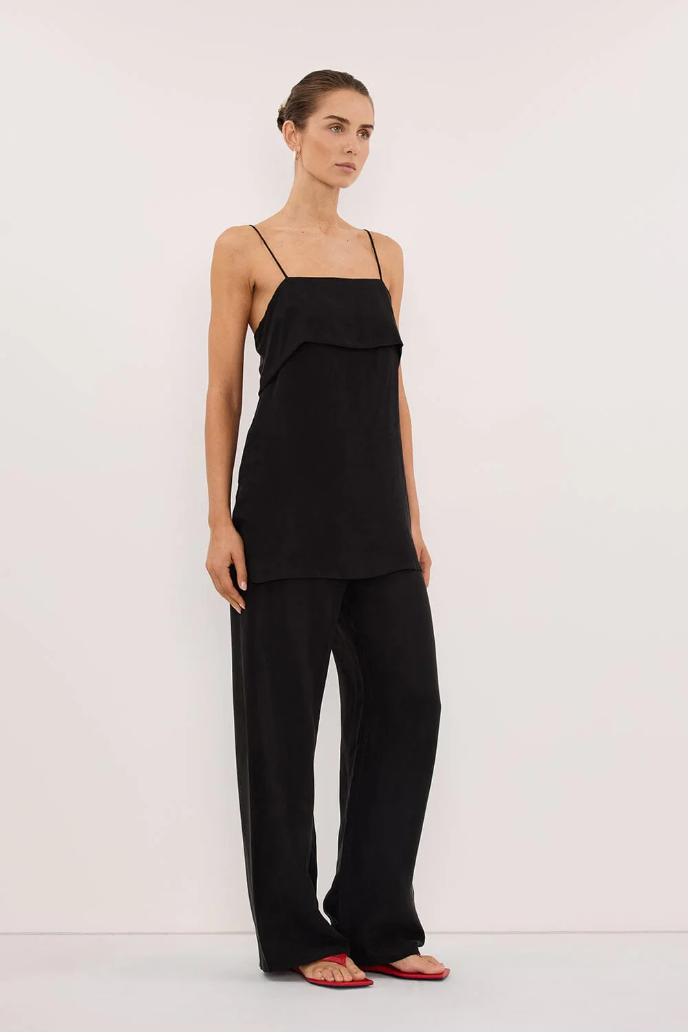 ADDIE BLACK CUPRO DRAWSTRING PANT - Image 3