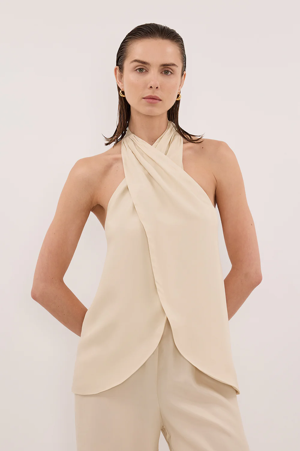 ADDIE STRAW CUPRO HALTER TOP - Image 2