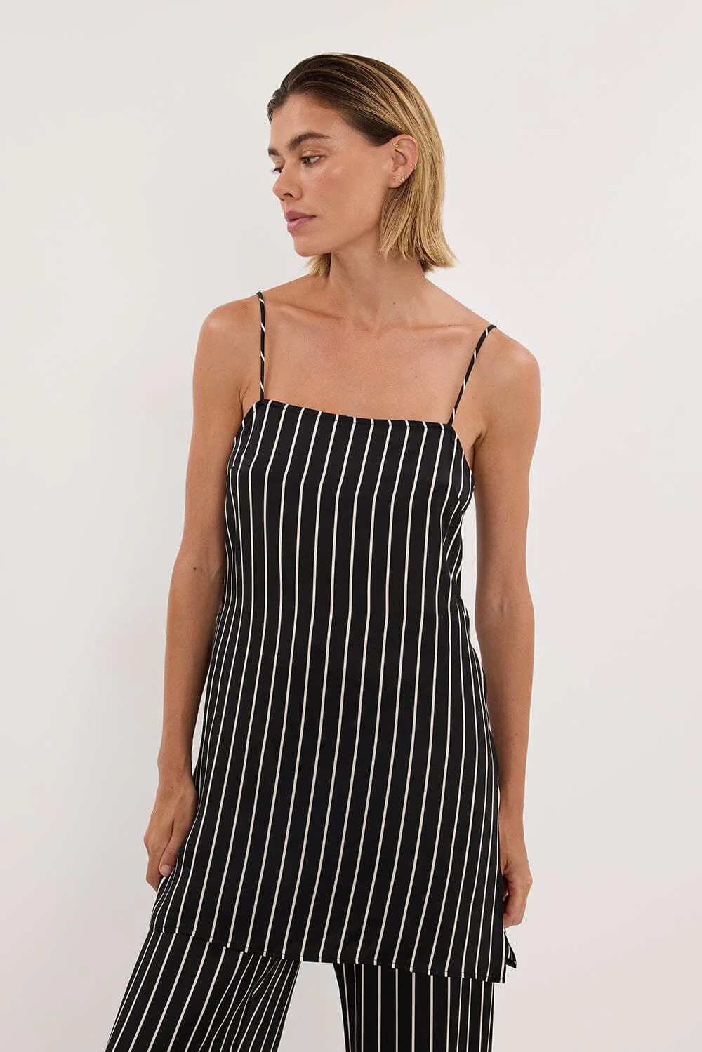 ADRIENNE BLACK STRIPE SILK CAMI - Image 2