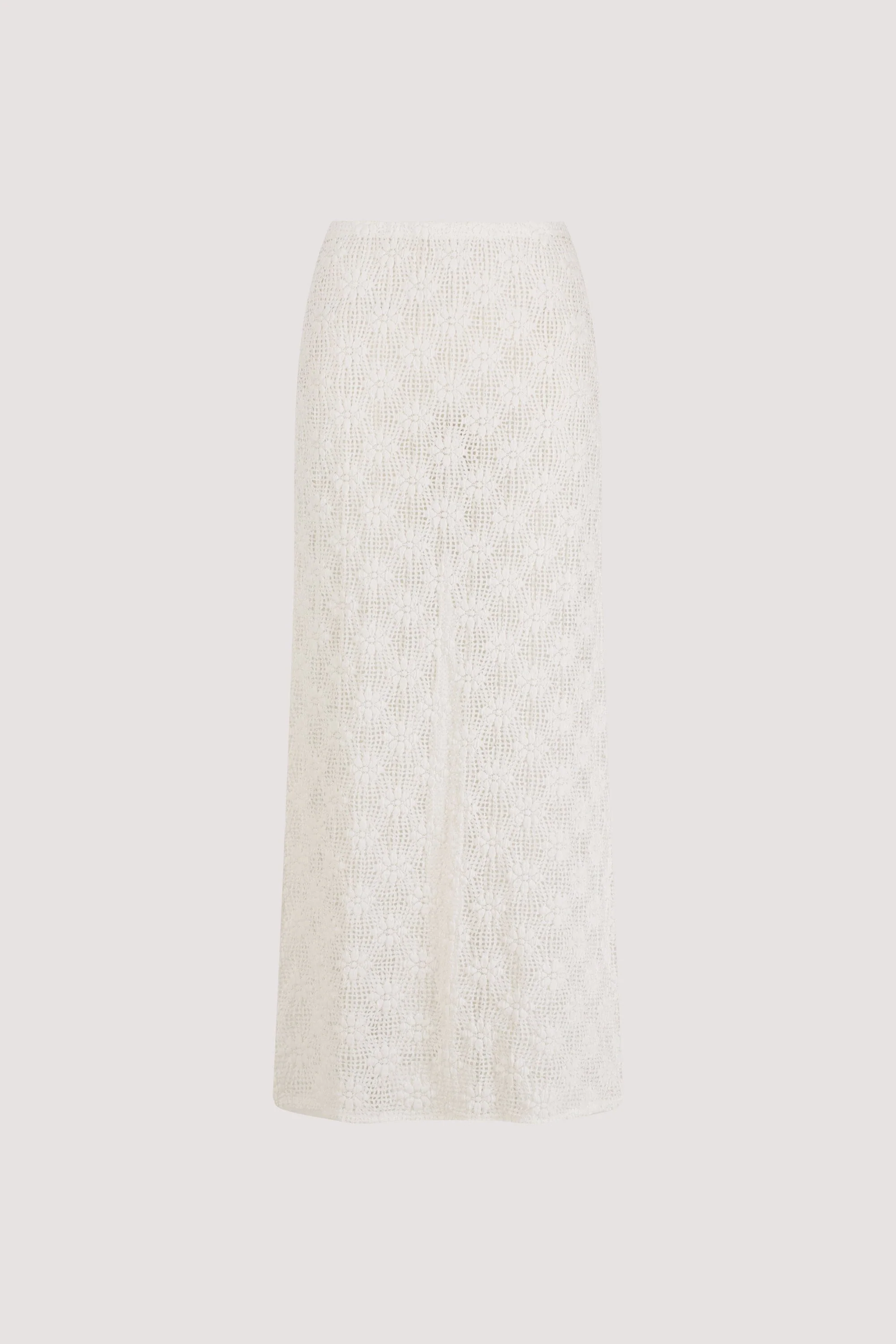 AGNES WHITE CROCHET COLUMN MIDI SKIRT - Image 8