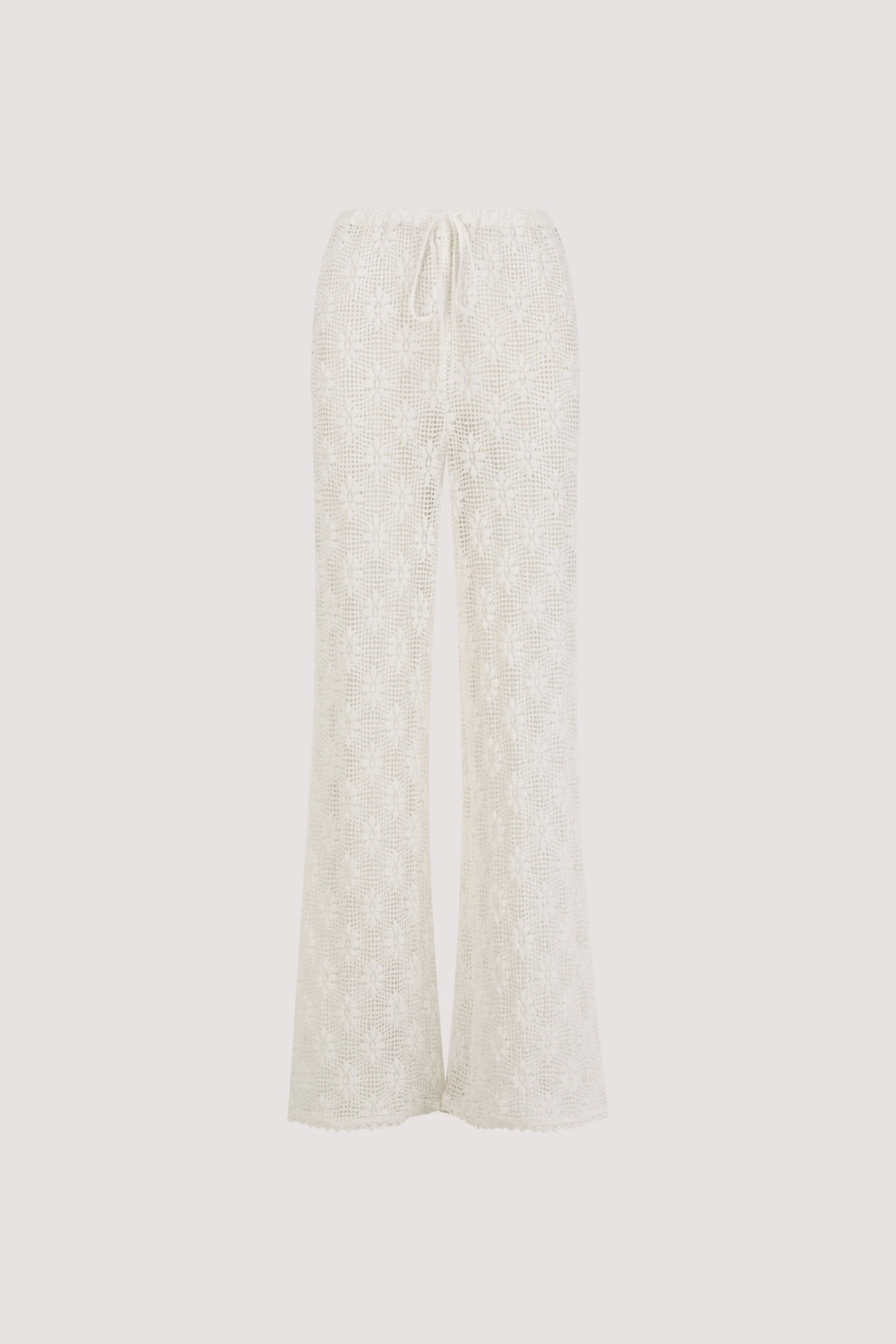 AGNES WHITE CROCHET WIDE LEG PANT - Image 8