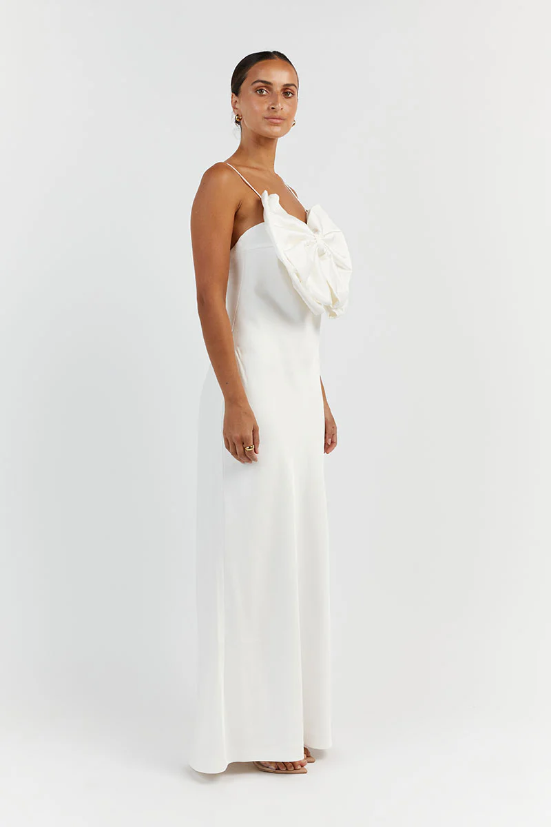 AISLE WHITE FRONT BOW MIDI DRESS - Image 2
