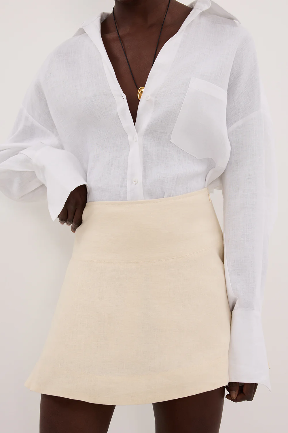 ALEA STRAW LINEN FLOUNCE MINI SKIRT - Image 5