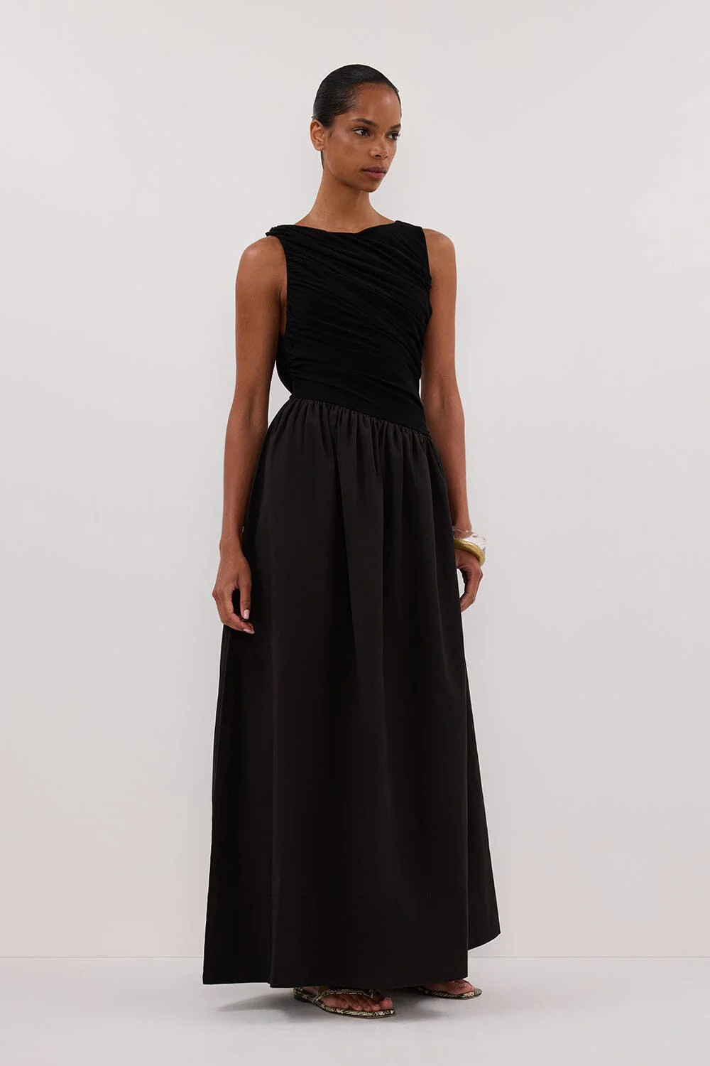 ALEXANDRA BLACK HYBRID MIDI DRESS - Image 3