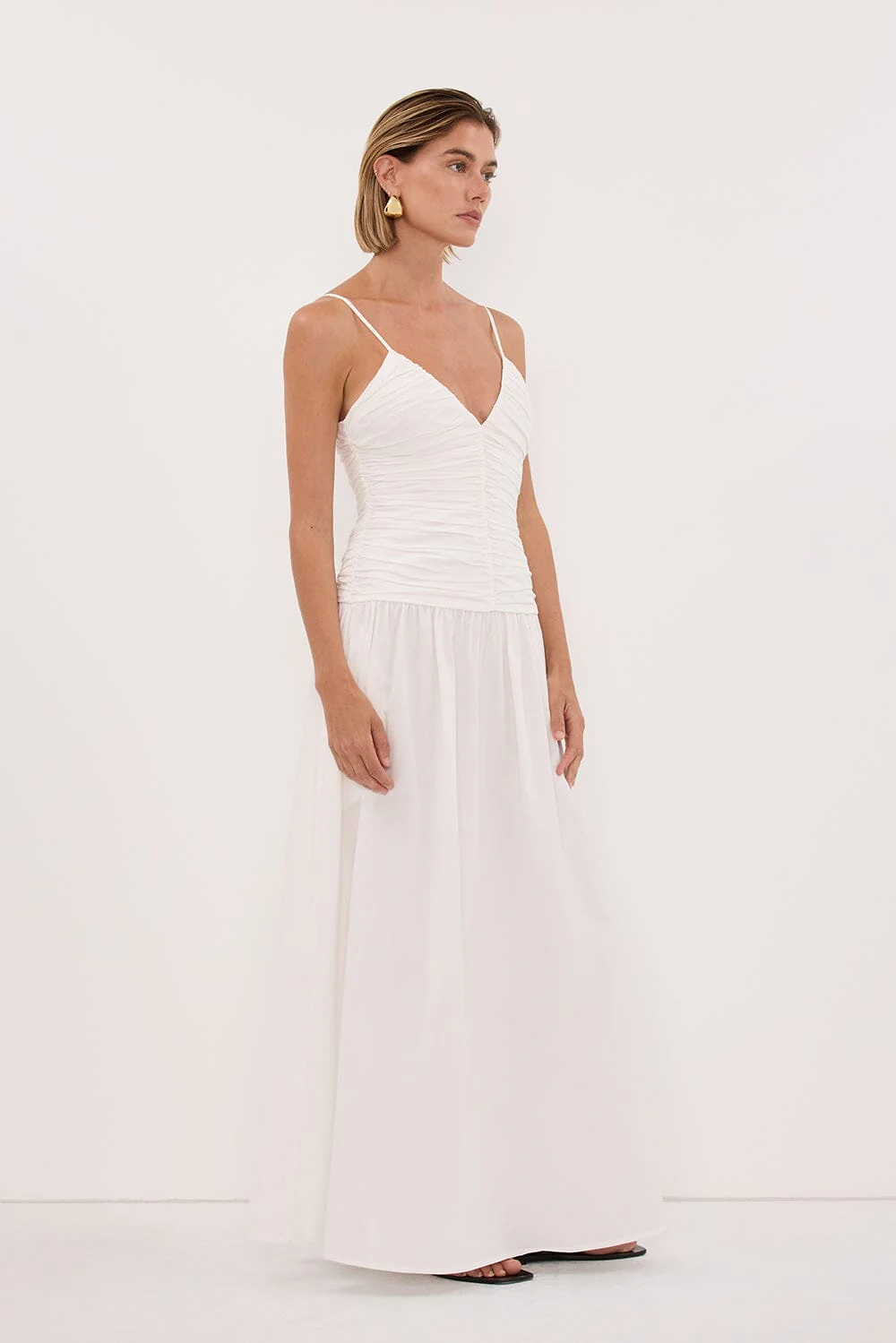 ALEXIA WHITE COTTON MIDI DRESS - Image 4