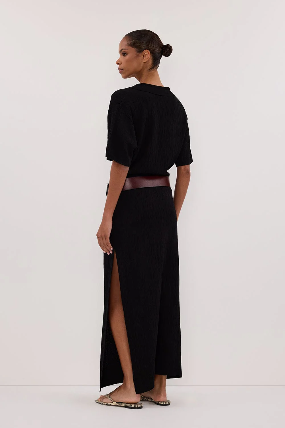 ALIAS BLACK POLO KNIT MIDI DRESS - Image 3