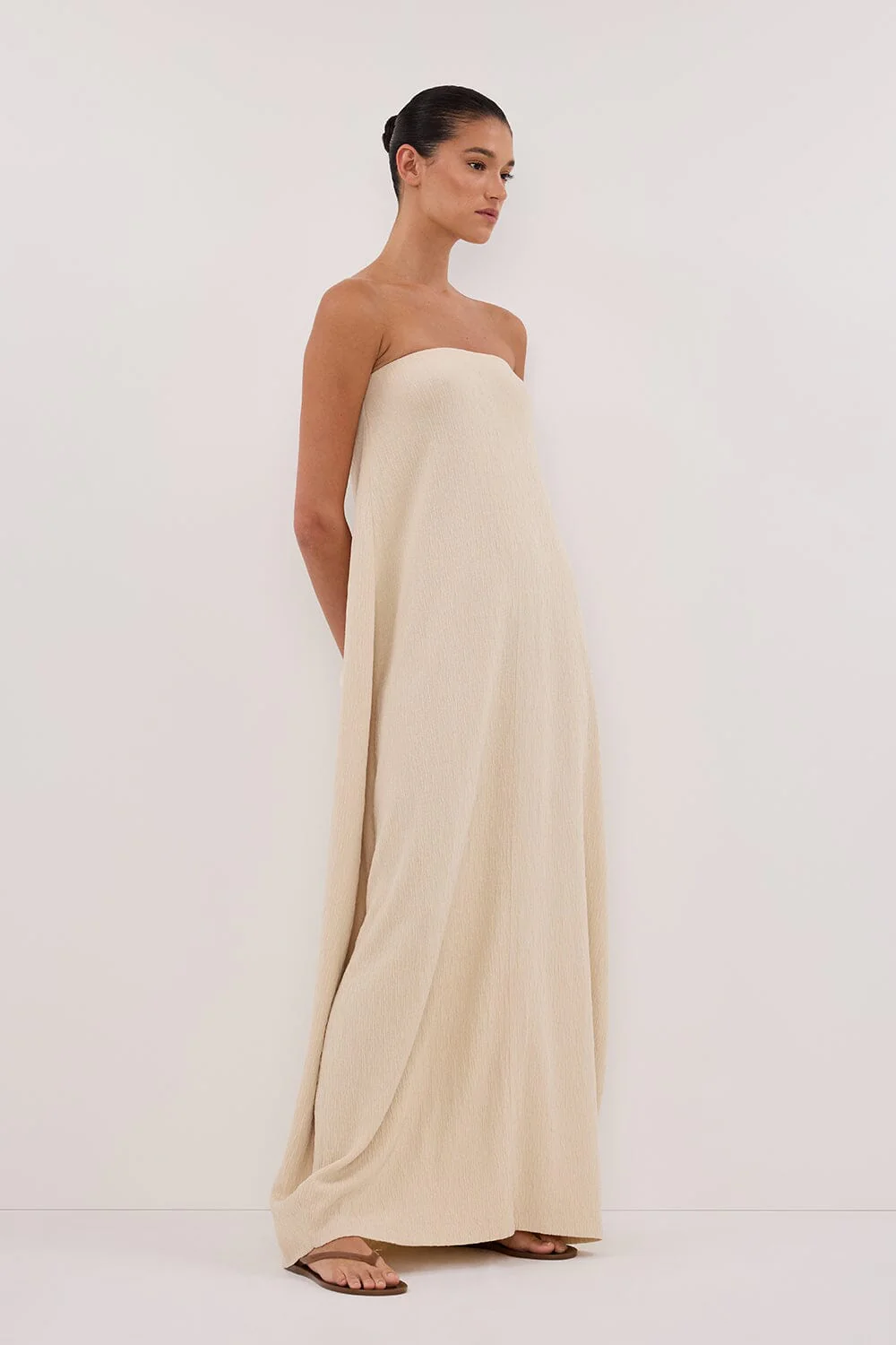 ALIAS NATURAL TEXTURED KNIT STRAPLESS MIDI DRESS - Image 3