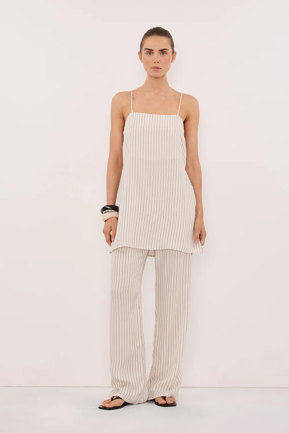 AMARA CREAM STRIPE CUPRO CAMI TOP - Image 3
