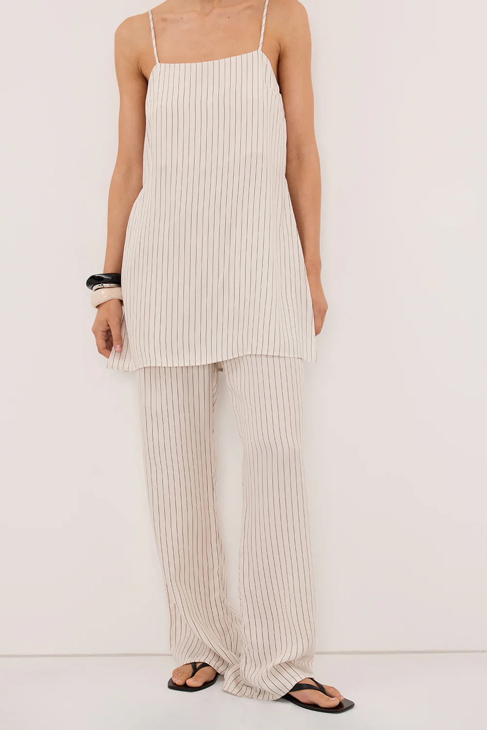 AMARA CREAM STRIPE CUPRO PANT - Image 2