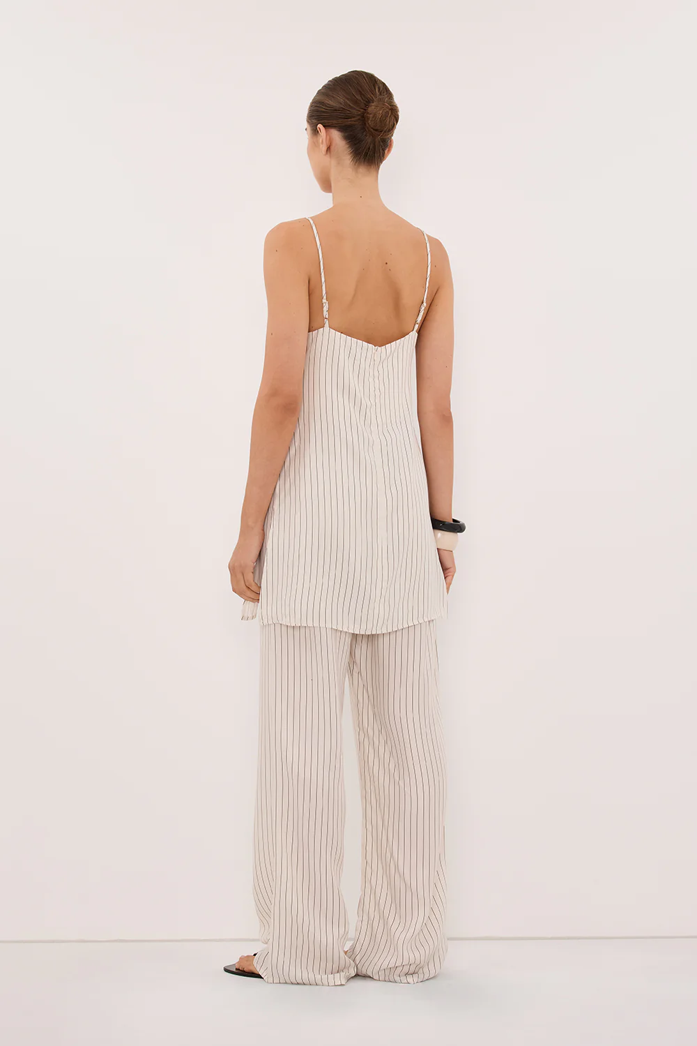 AMARA CREAM STRIPE CUPRO PANT - Image 4