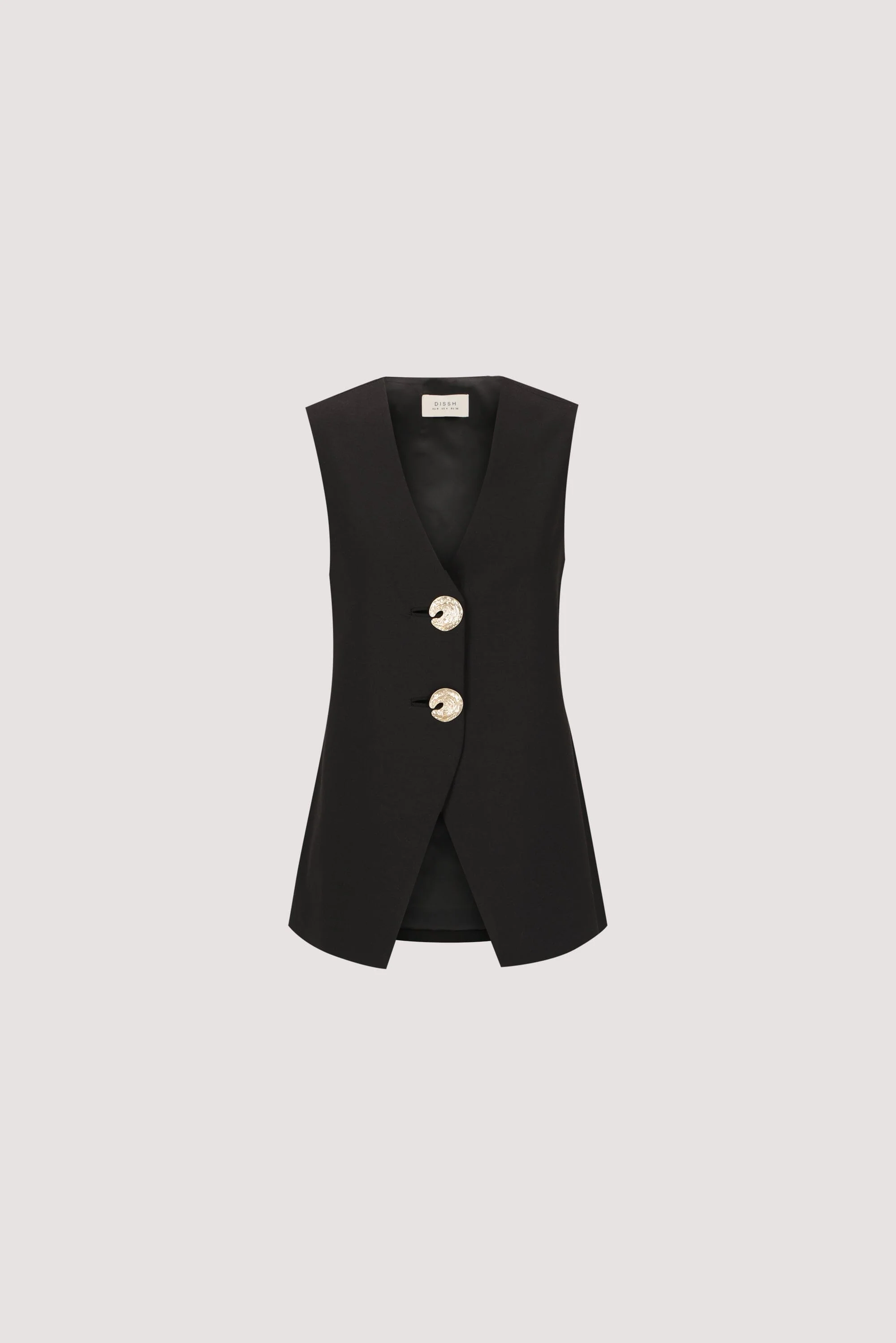 AMERY BLACK SLEEVELESS GOLD BUTTON VEST - Image 6
