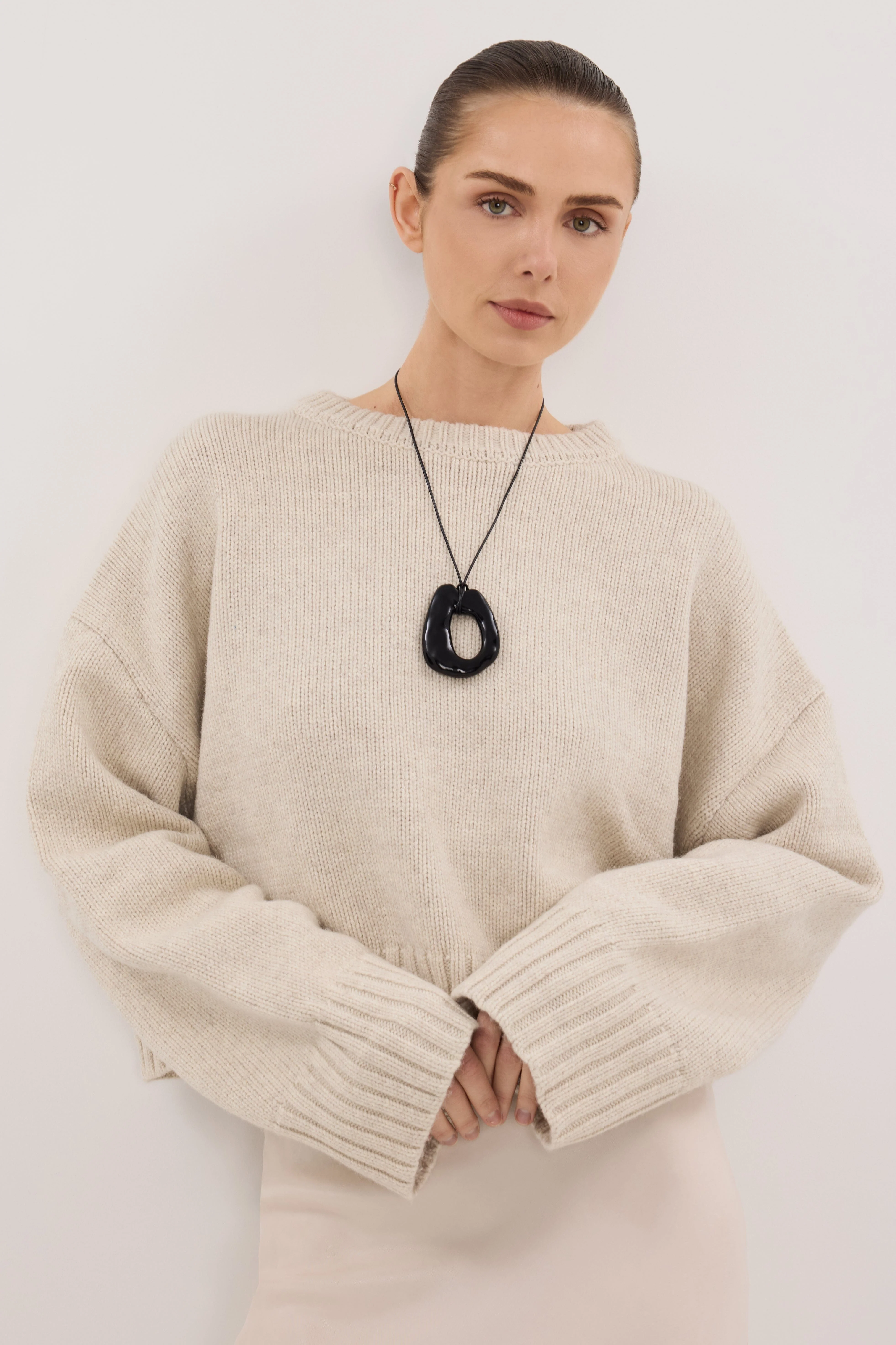 AMY CHALK CREW NECK KNIT JUMPER - Image 3