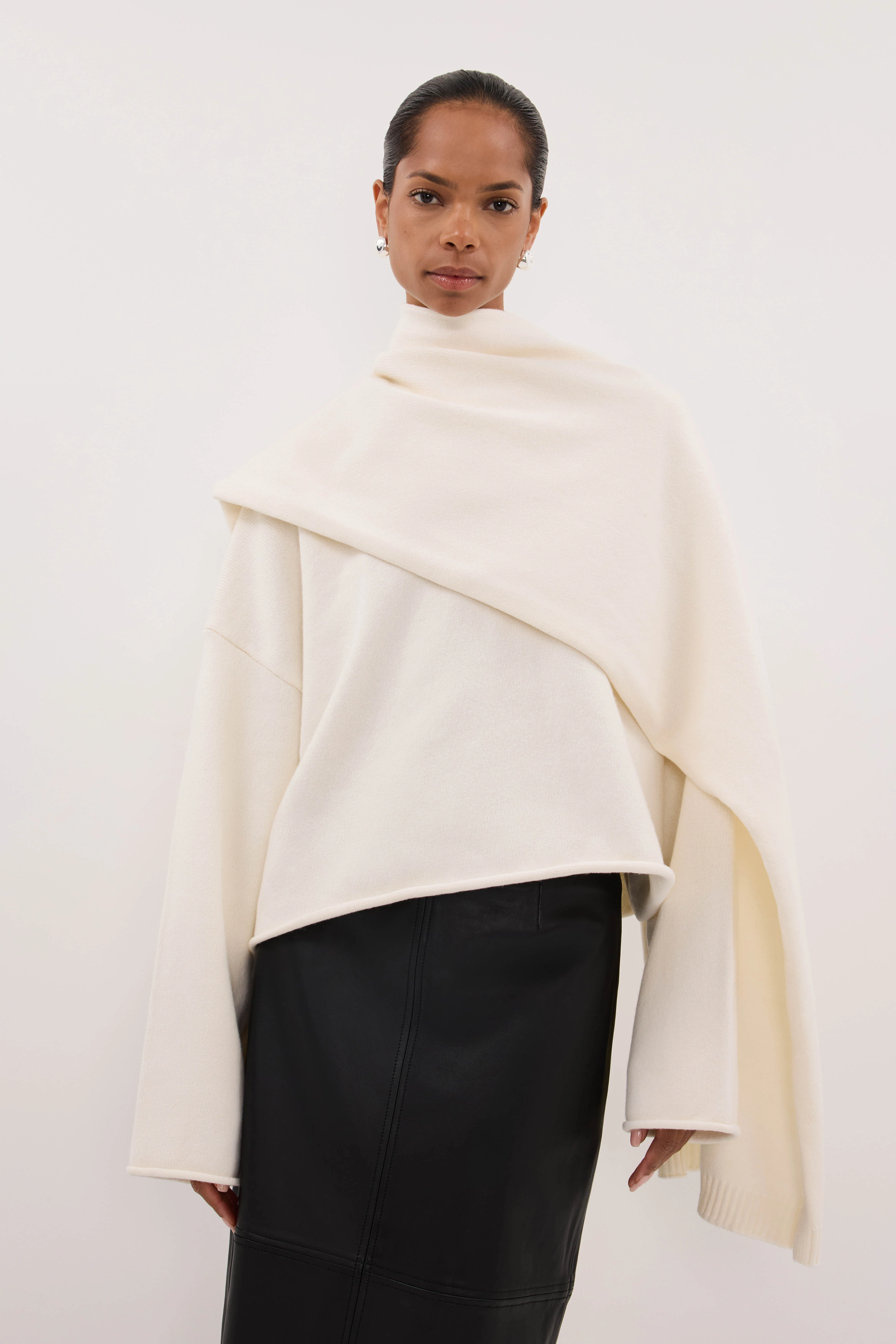 ANDIE IVORY SCARF KNIT JUMPER - Image 2