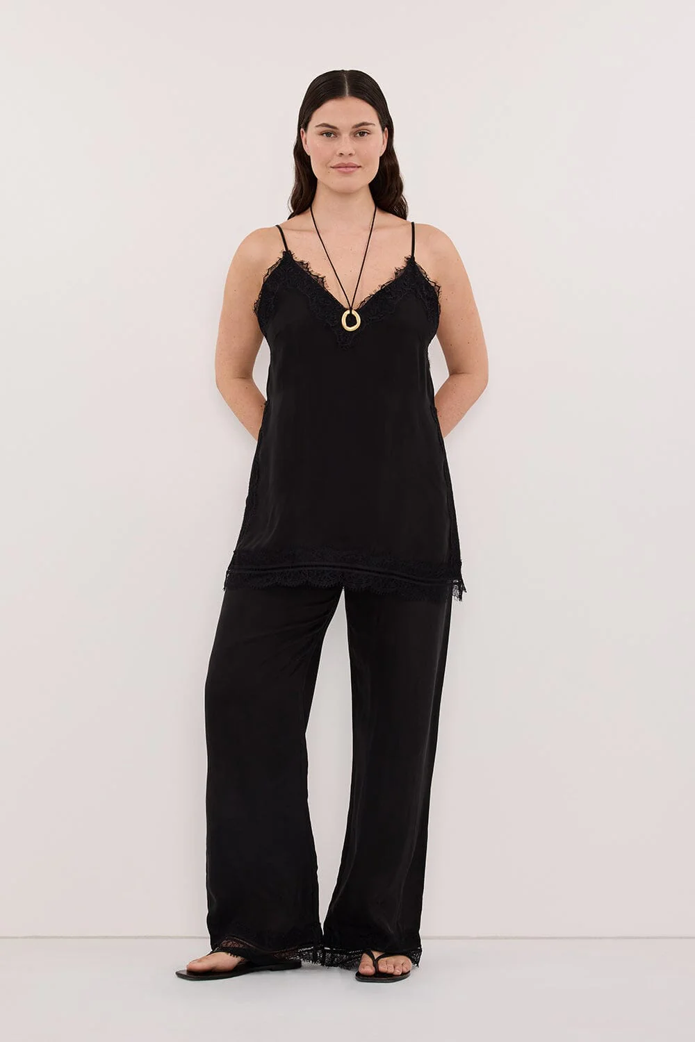 ANDREA BLACK CUPRO LACE PANT - Image 7
