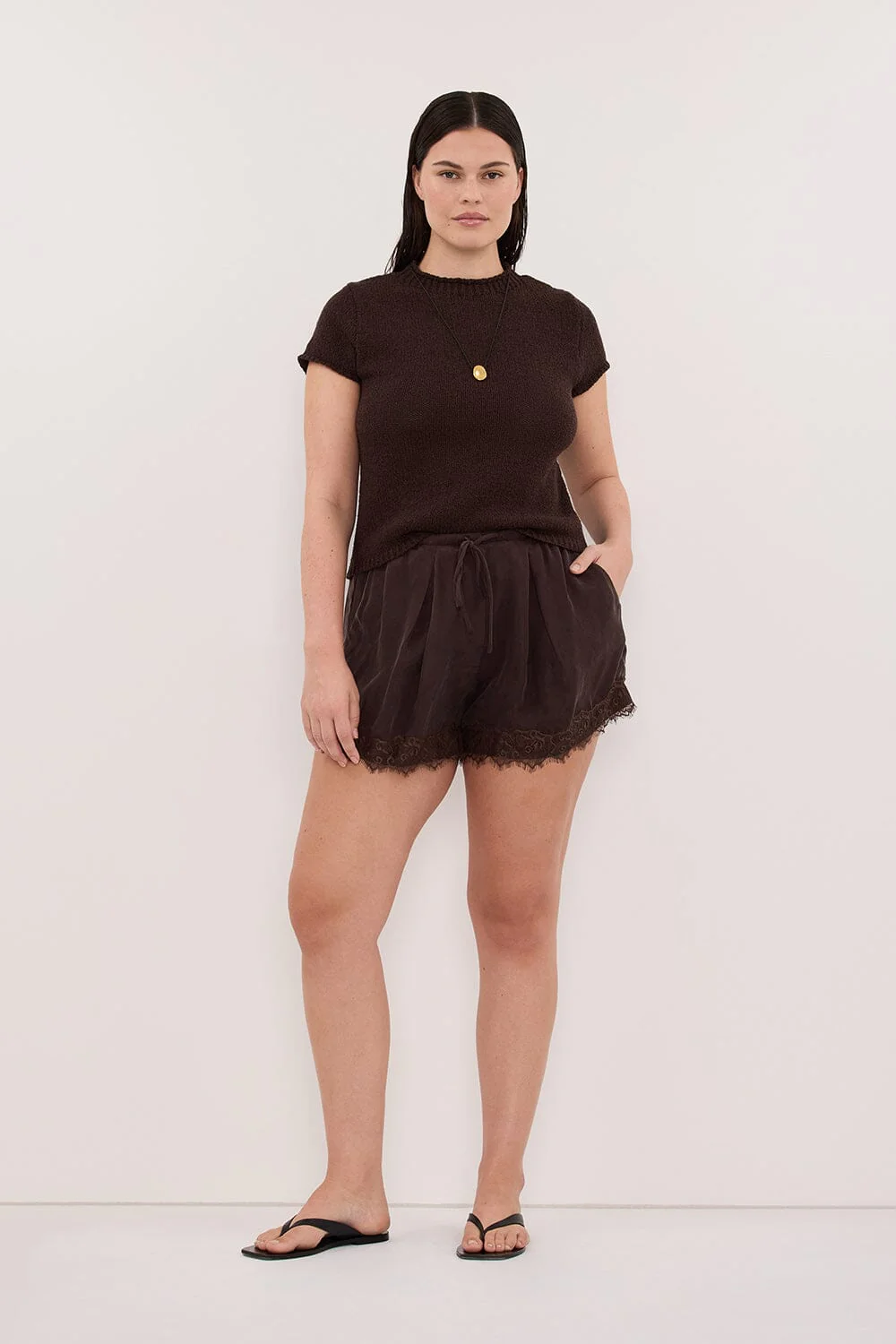 ANDREA PLUM CHOC CUPRO LACE SHORT - Image 5