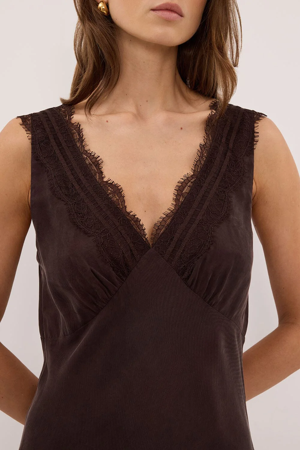 ANDREA PLUM CHOC CUPRO MIDI DRESS - Image 6