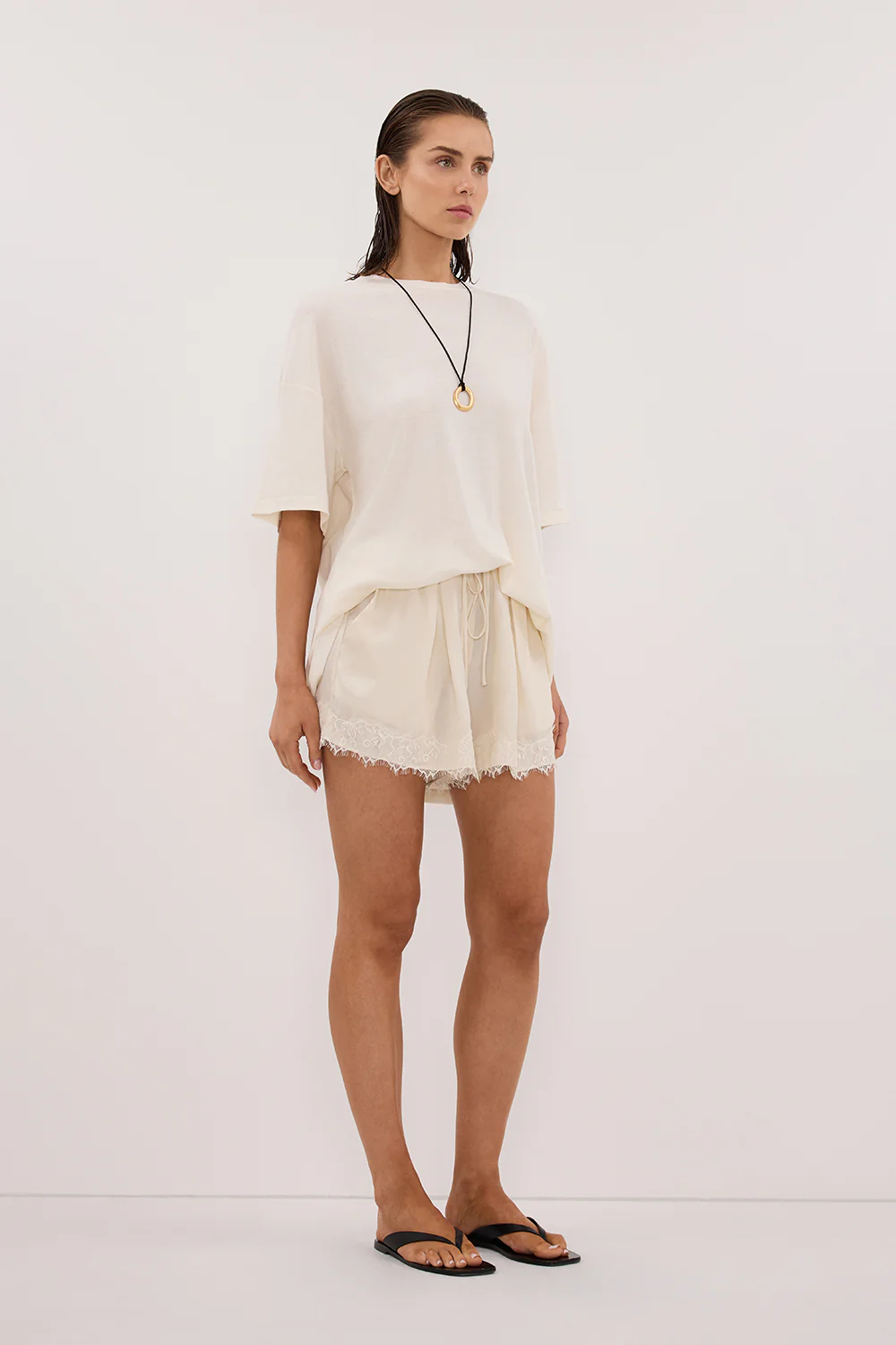 ANDREA SANDSTONE CUPRO LACE SHORT - Image 3