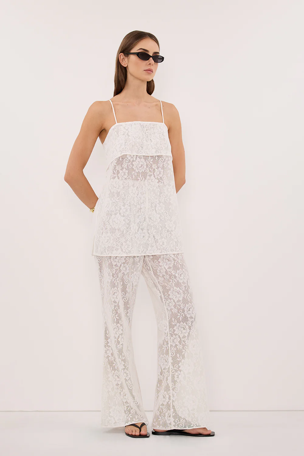ANYA WHITE LACE WATERFALL TOP - Image 4