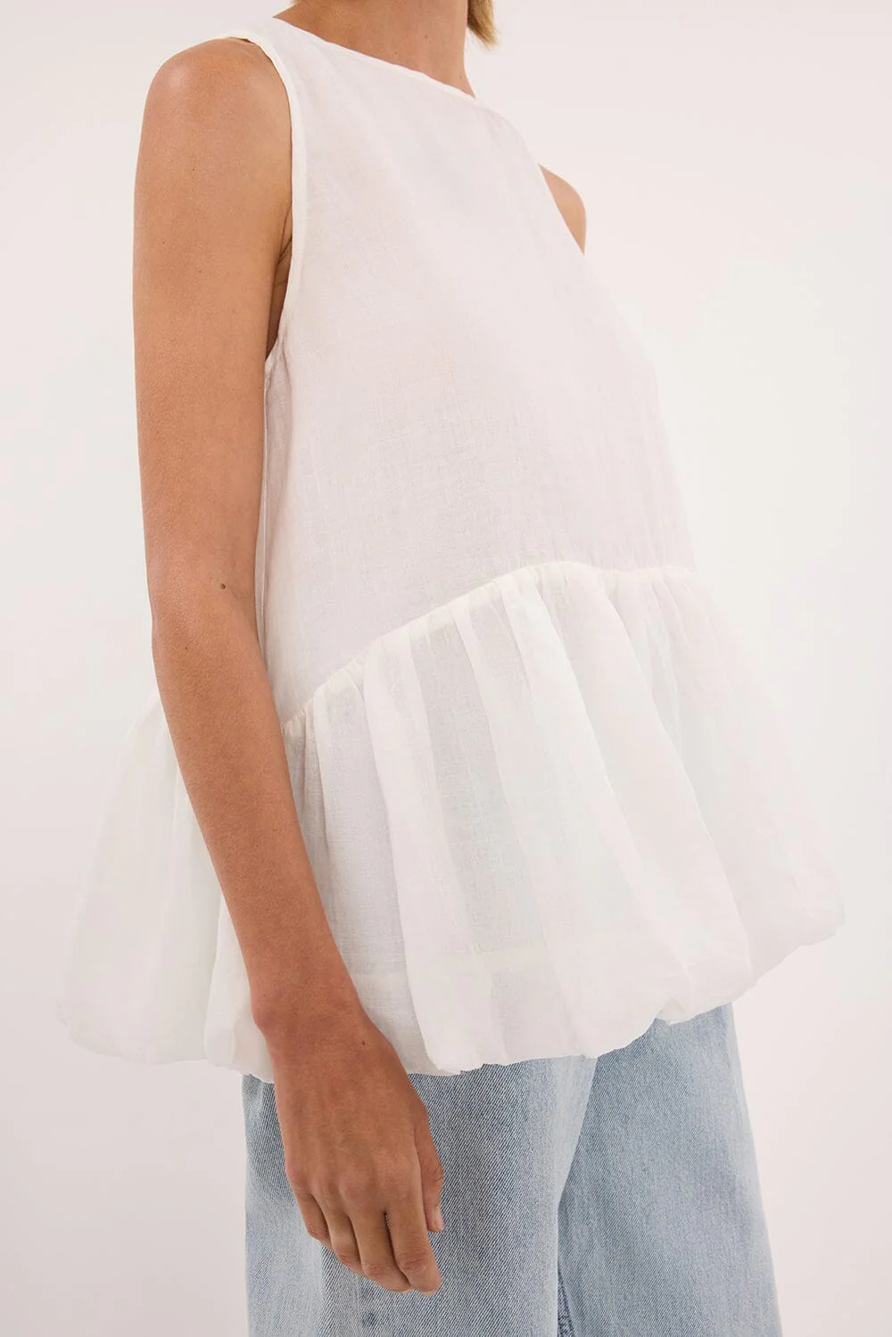 ARLO WHITE RAMIE DROP WAIST TOP - Image 5