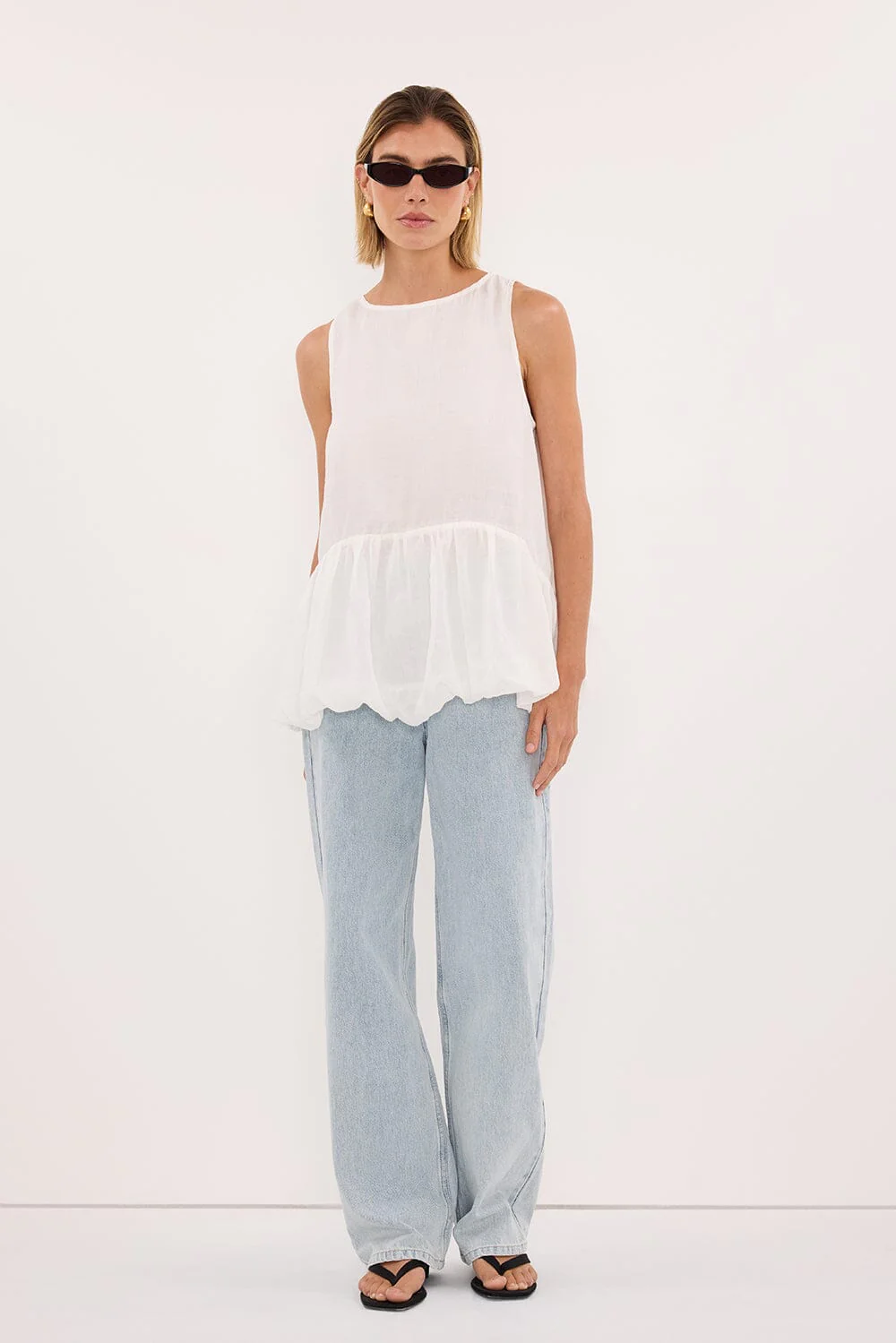ARLO WHITE RAMIE DROP WAIST TOP - Image 6