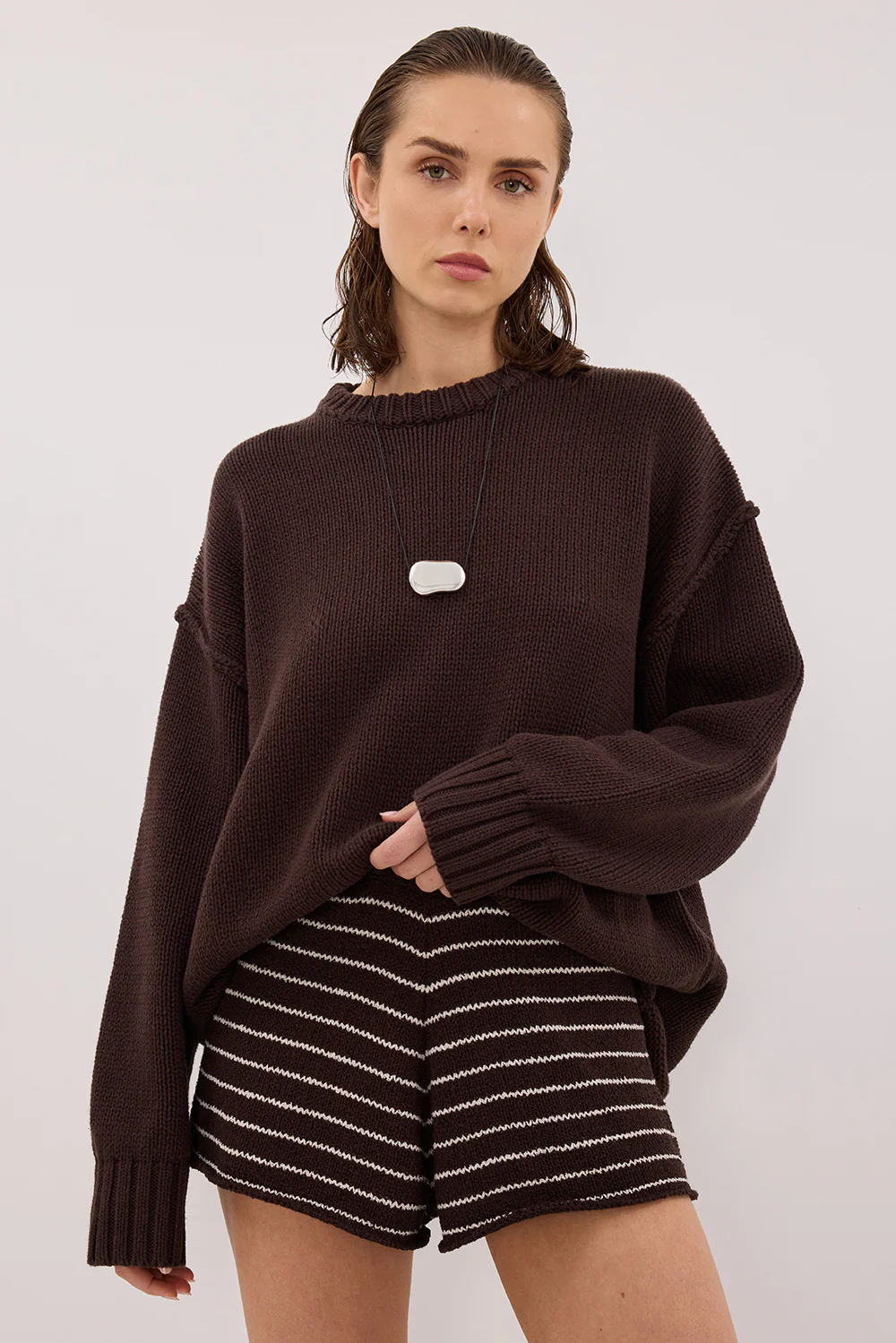 ASPEN CHOC STRIPE KNIT SHORT - Image 2