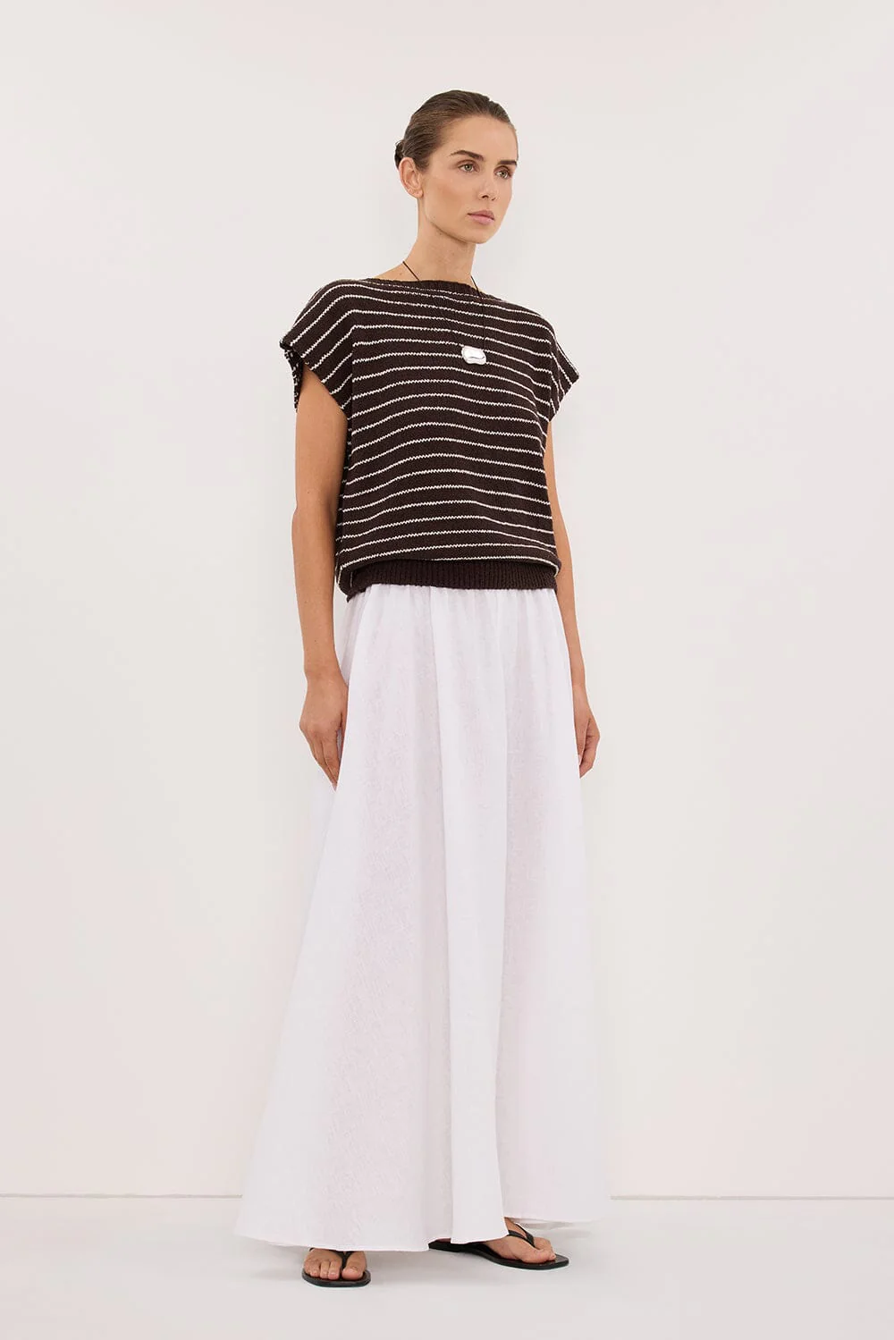 ASPEN CHOC STRIPE KNIT TOP - Image 2