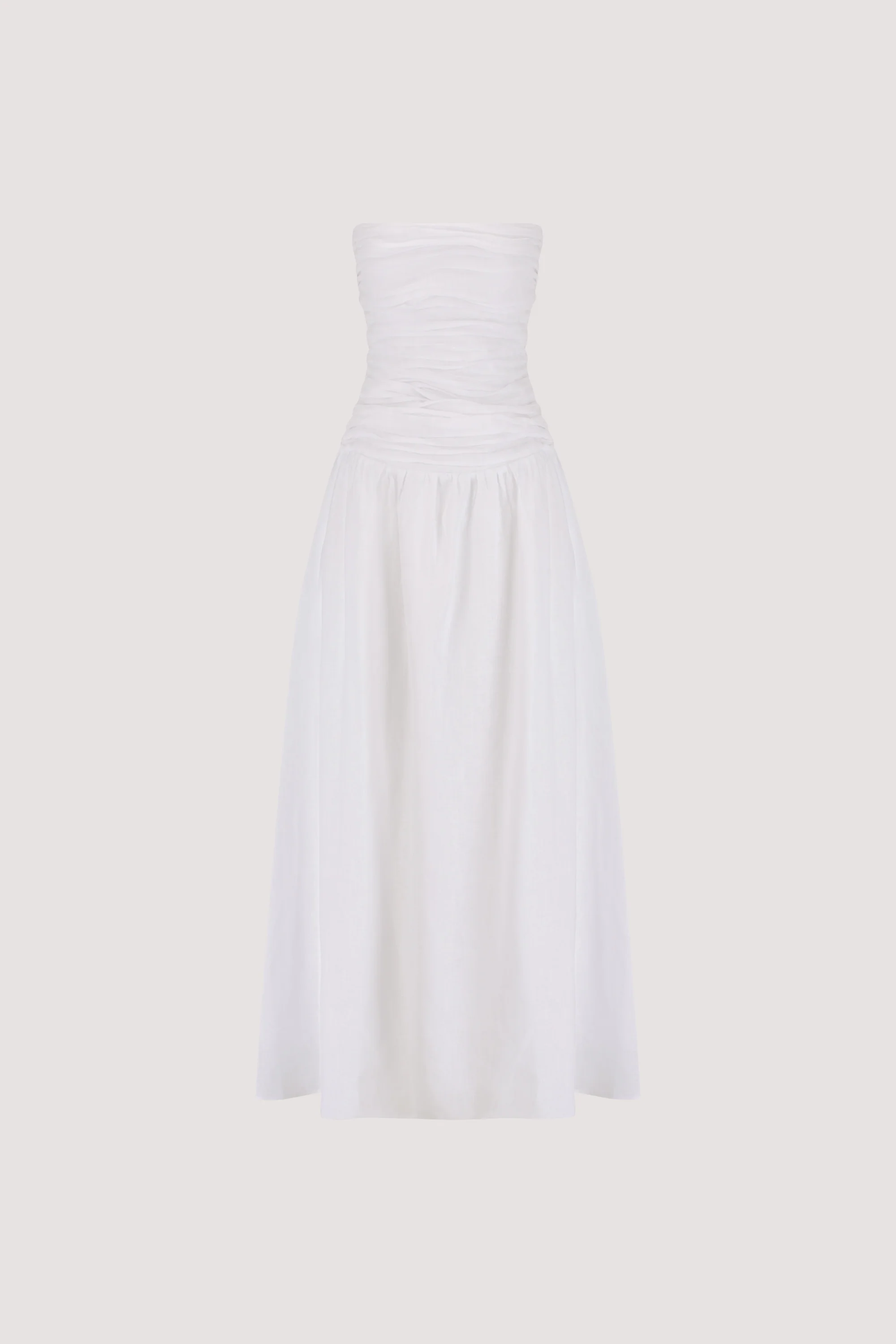 AUBRIELLA WHITE LINEN MIDI DRESS - Image 8