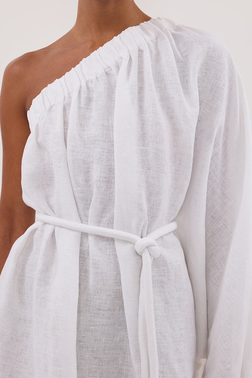 AURELIA WHITE ASYM LINEN MINI DRESS - Image 5