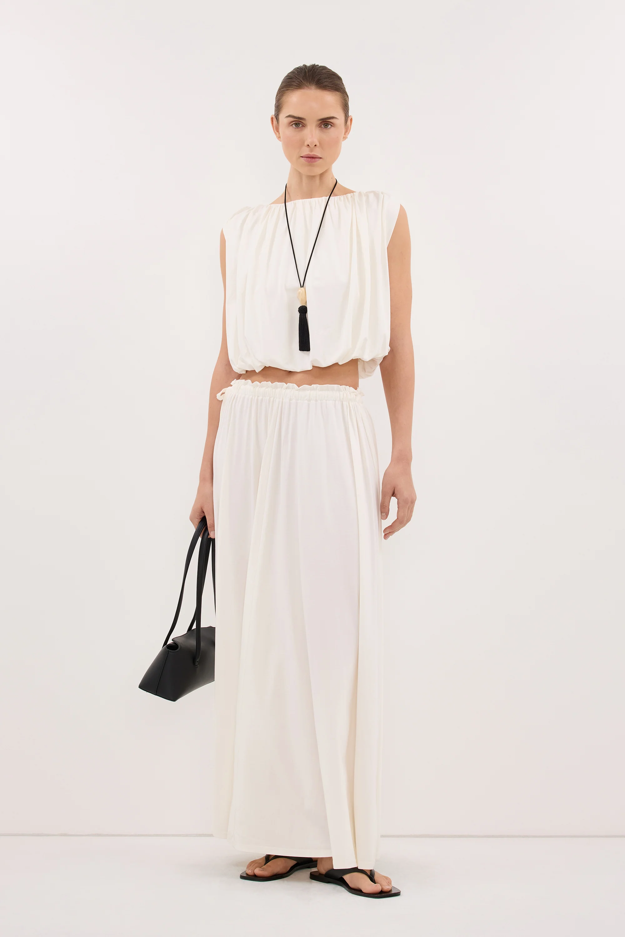 AVA OFF WHITE MODAL BLEND MIDI SKIRT - Image 3