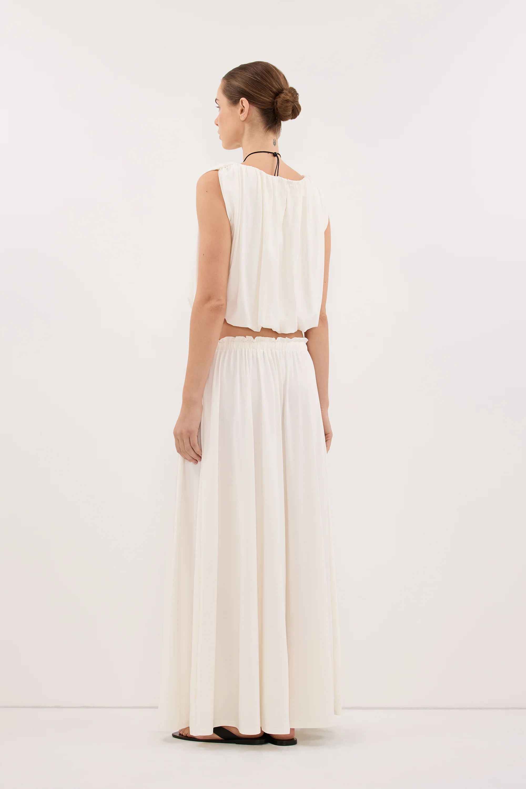 AVA OFF WHITE MODAL BLEND MIDI SKIRT - Image 5