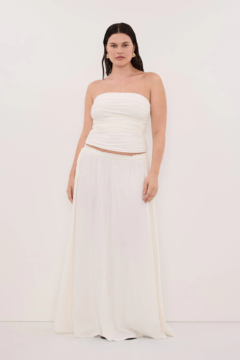 AVA OFF WHITE MODAL BLEND MIDI SKIRT - Image 7