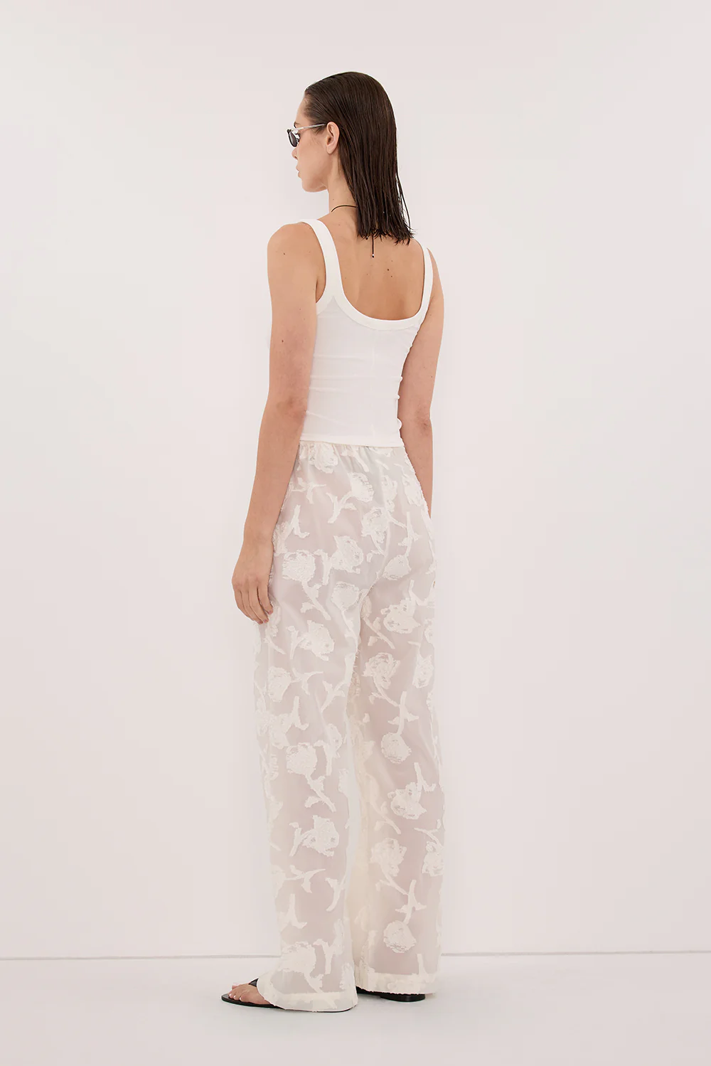 AZALEA OFF WHITE JACQUARD PANT - Image 4