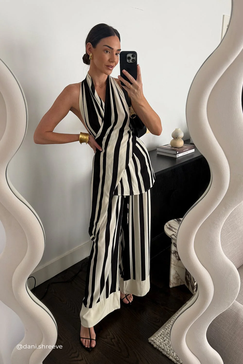 BEAU BLACK STRIPE HALTER TOP - Image 2