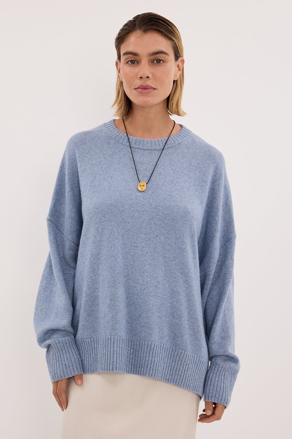 BELLA SKY BLUE CREW NECK KNIT JUMPER - Image 2
