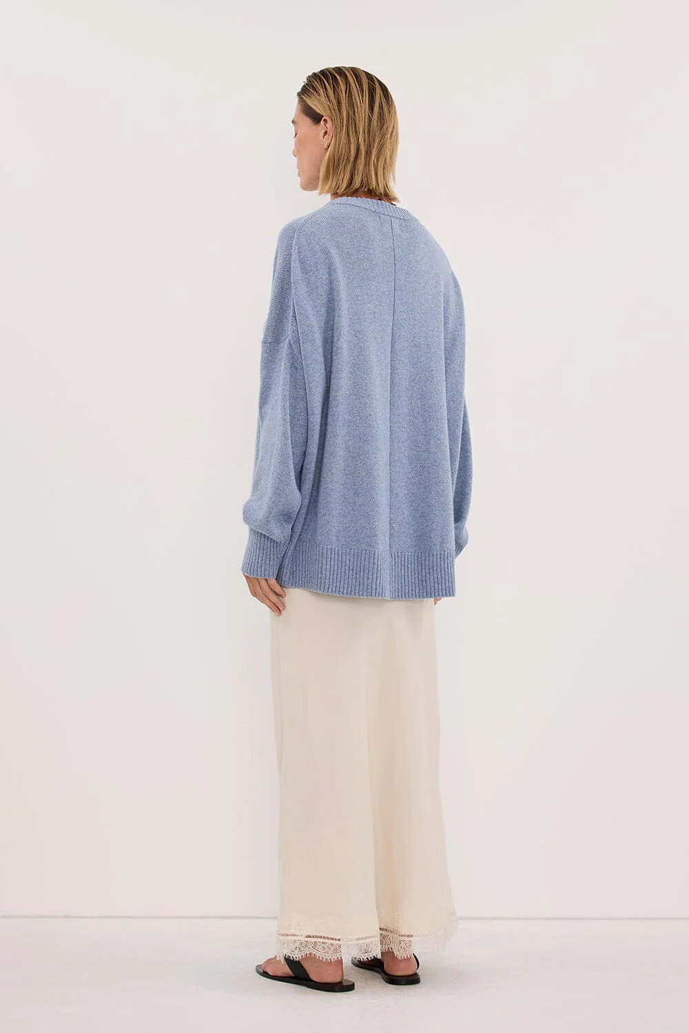 BELLA SKY BLUE CREW NECK KNIT JUMPER - Image 4