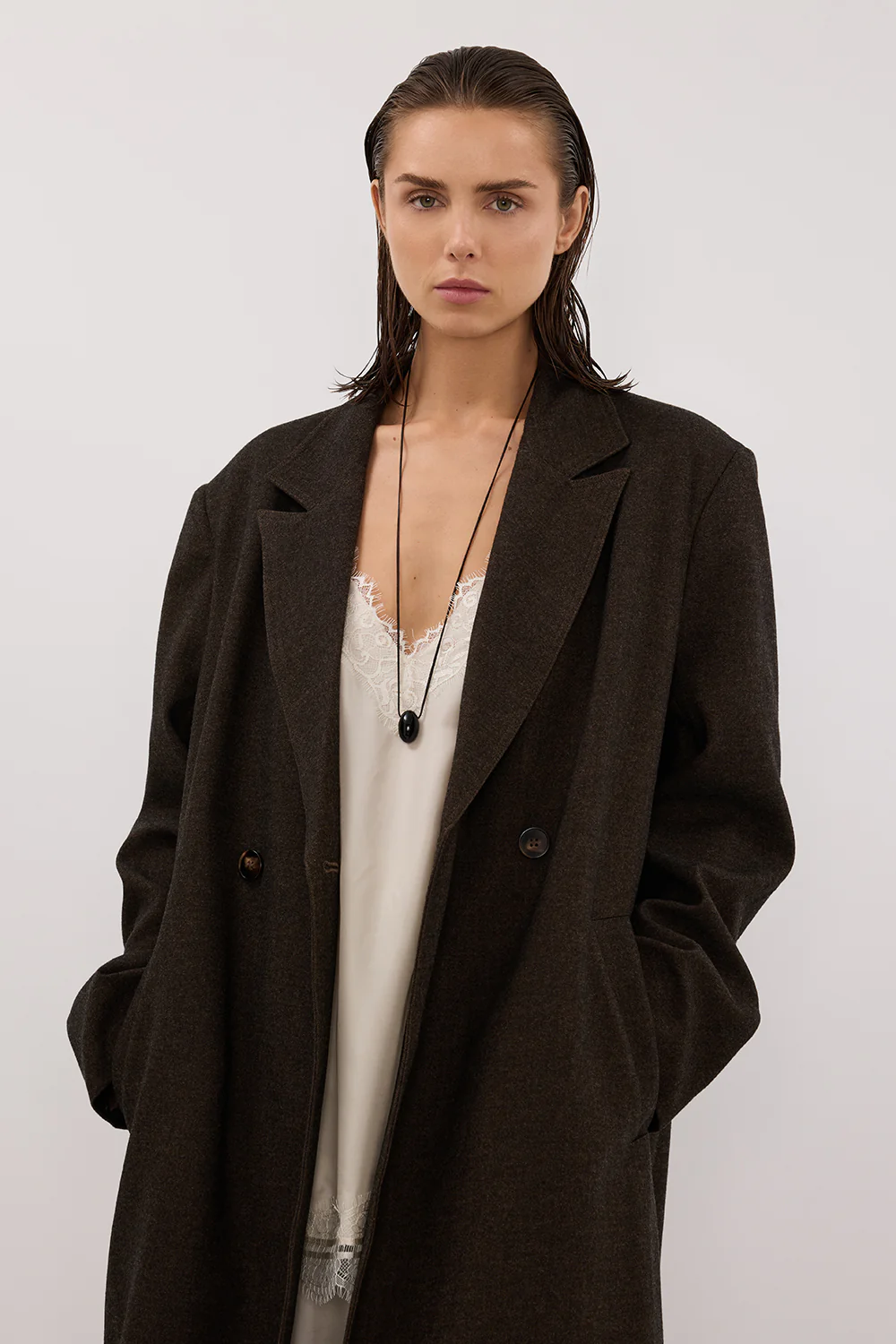 BENTLEY CHOCOLATE OVERSIZED COAT - Image 2