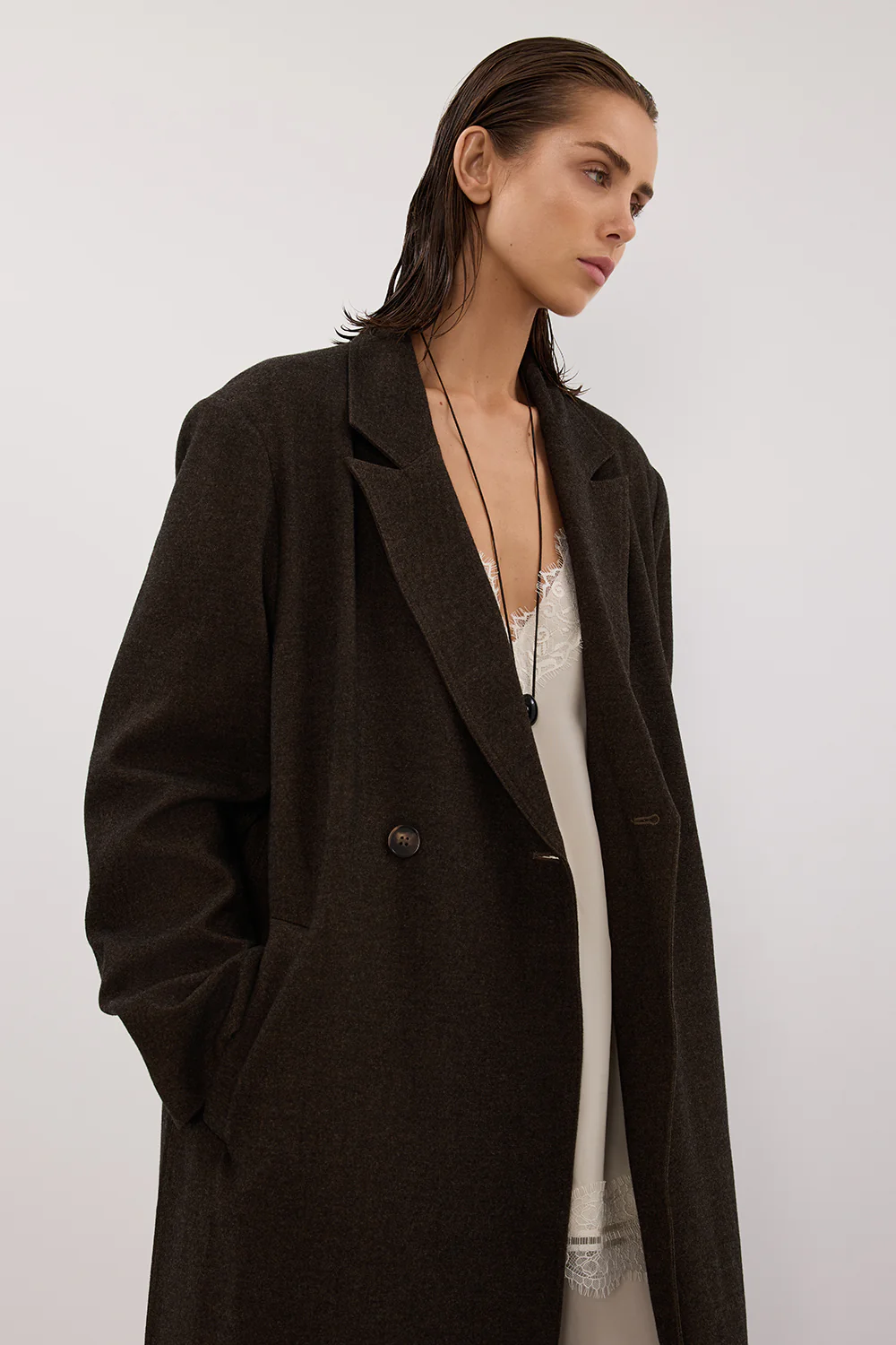 BENTLEY CHOCOLATE OVERSIZED COAT - Image 5
