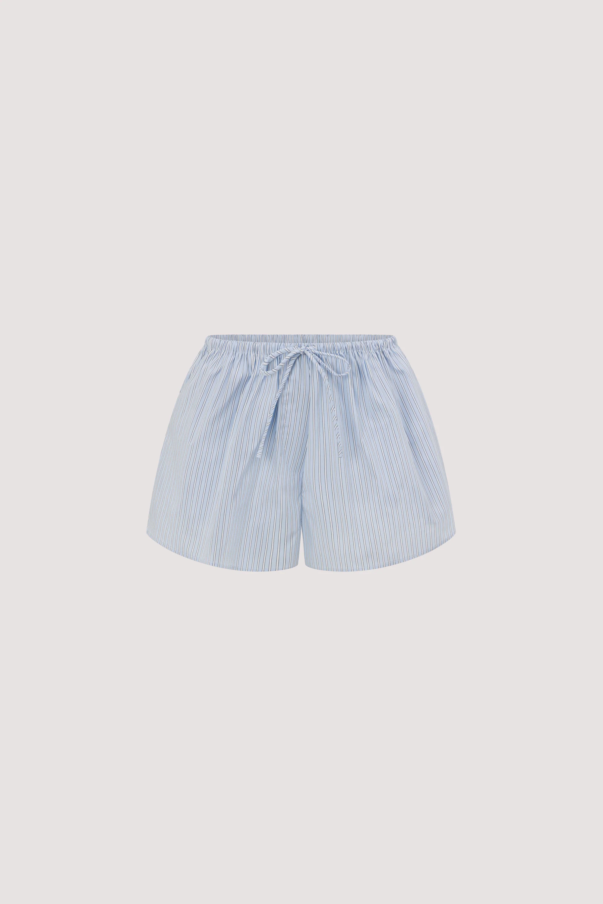 BERNICE BLUE STRIPE COTTON BLEND SHORT - Image 6
