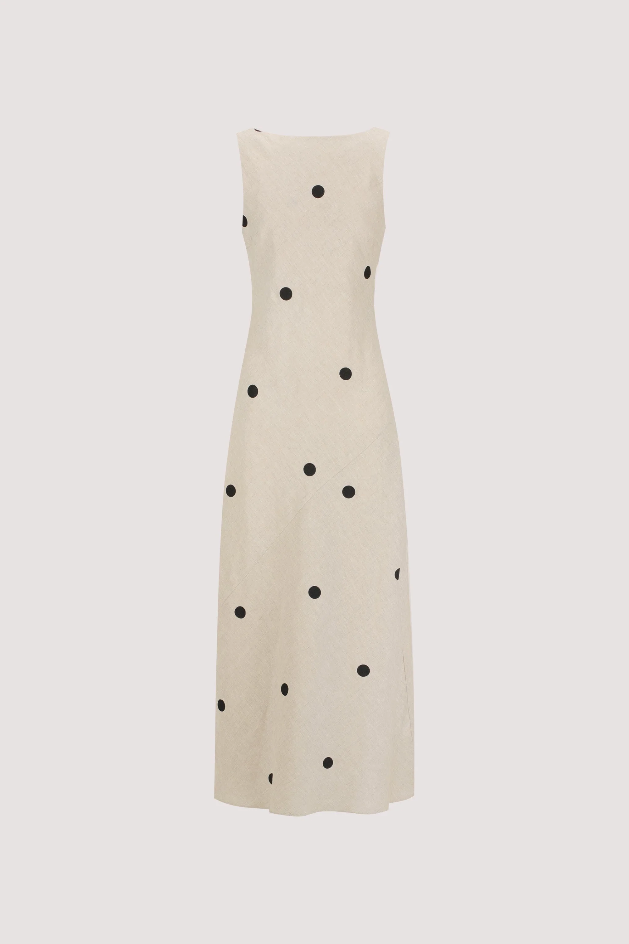BEVERLY NATURAL SPOT LINEN MIDI DRESS - Image 7