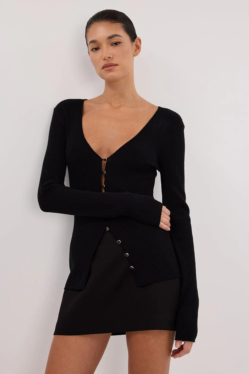 BLAIR BLACK LONG SLEEVE KNIT TOP - Image 2