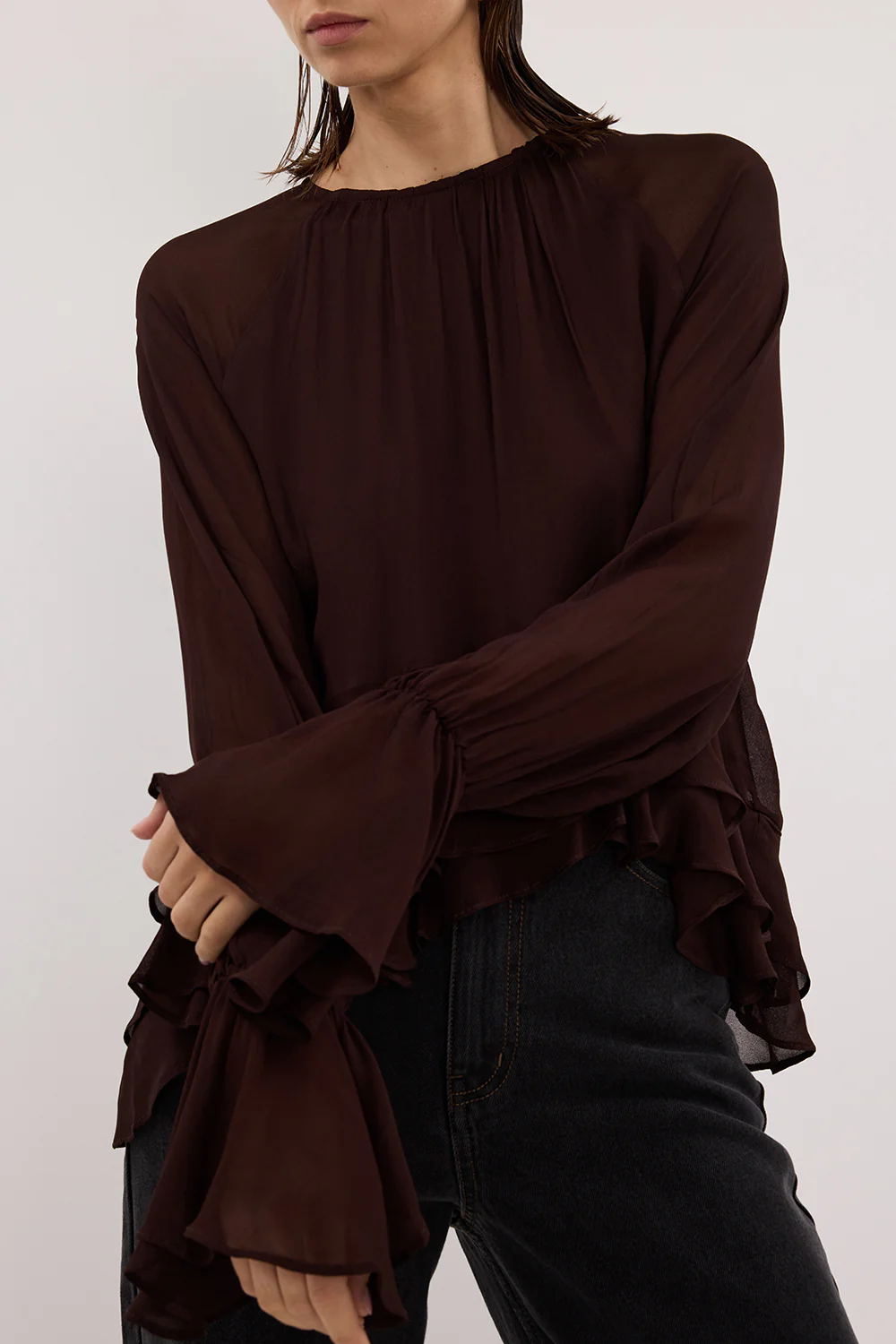BODHI DARK CHOC LONG SLEEVE TOP - Image 5