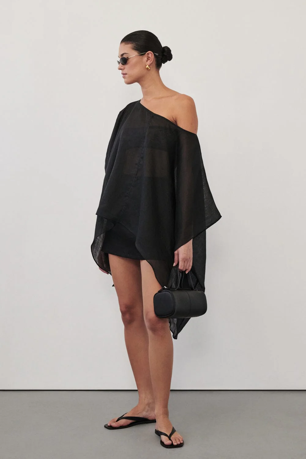 BRIANNE BLACK BATWING RAMIE TOP - Image 3