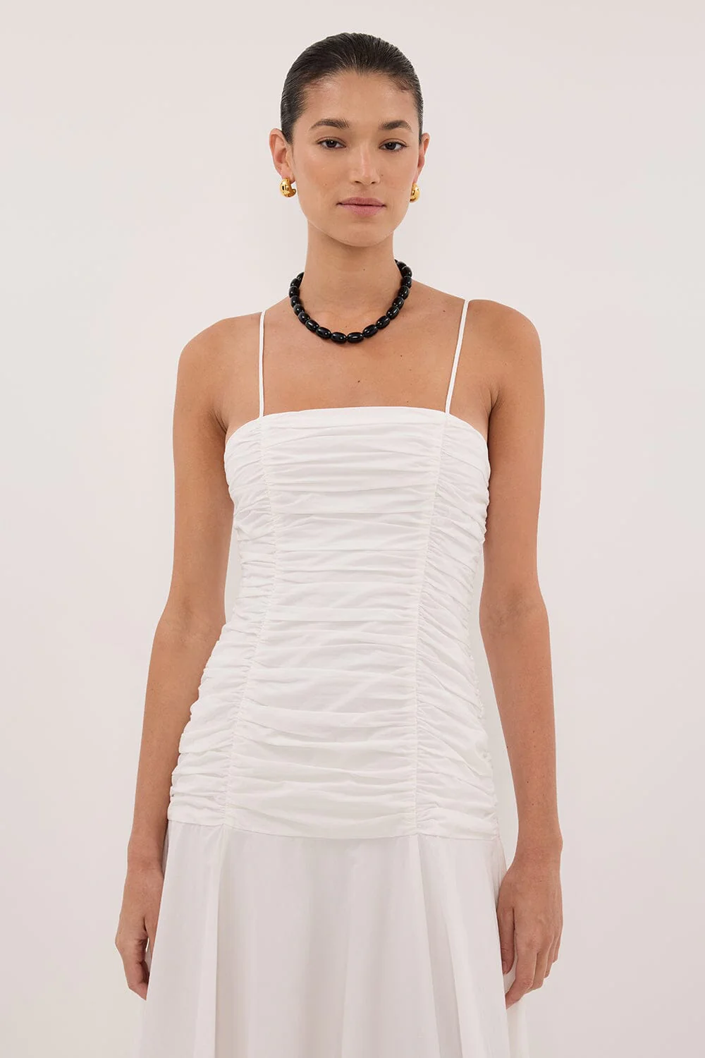 CARA WHITE SLEEVELESS COTTON MIDI DRESS - Image 3
