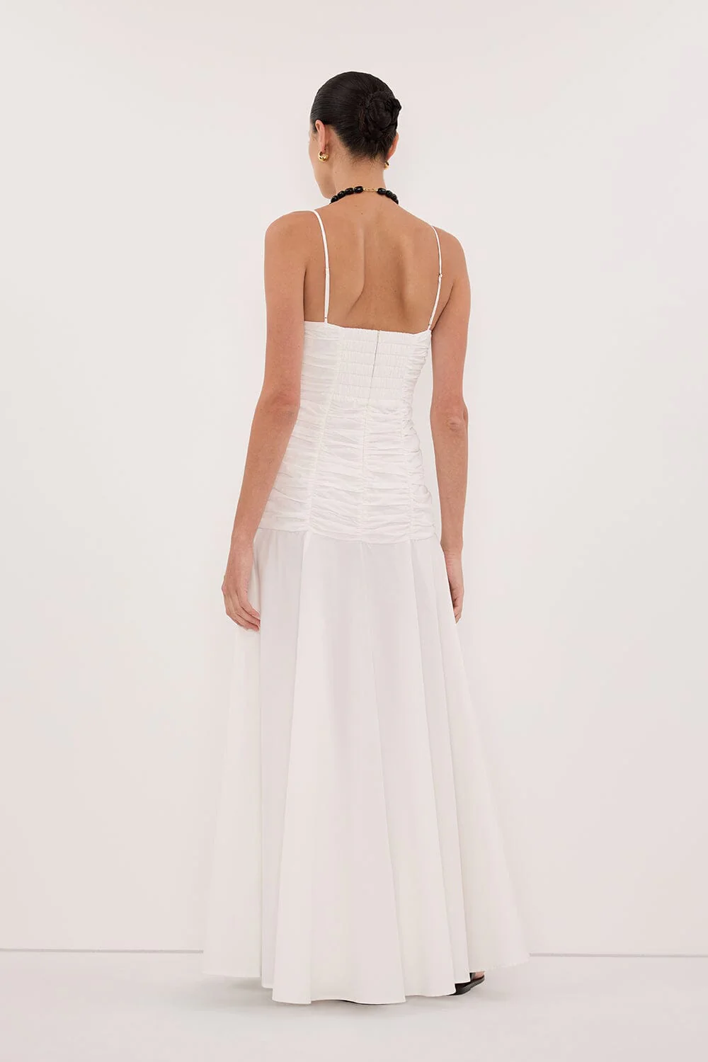 CARA WHITE SLEEVELESS COTTON MIDI DRESS - Image 5