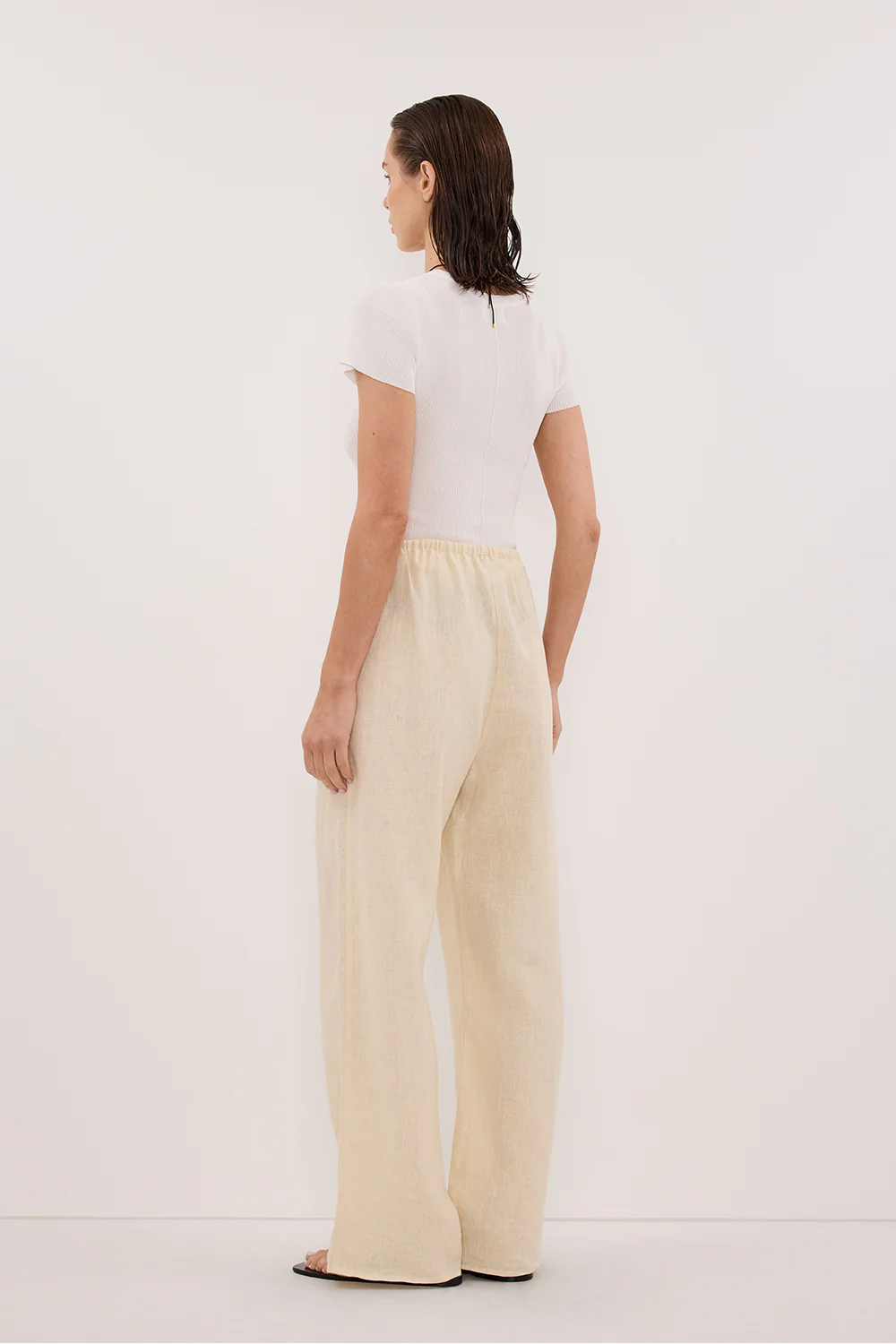 CARLA BUTTERMILK DRAWSTRING LINEN PANT - Image 4