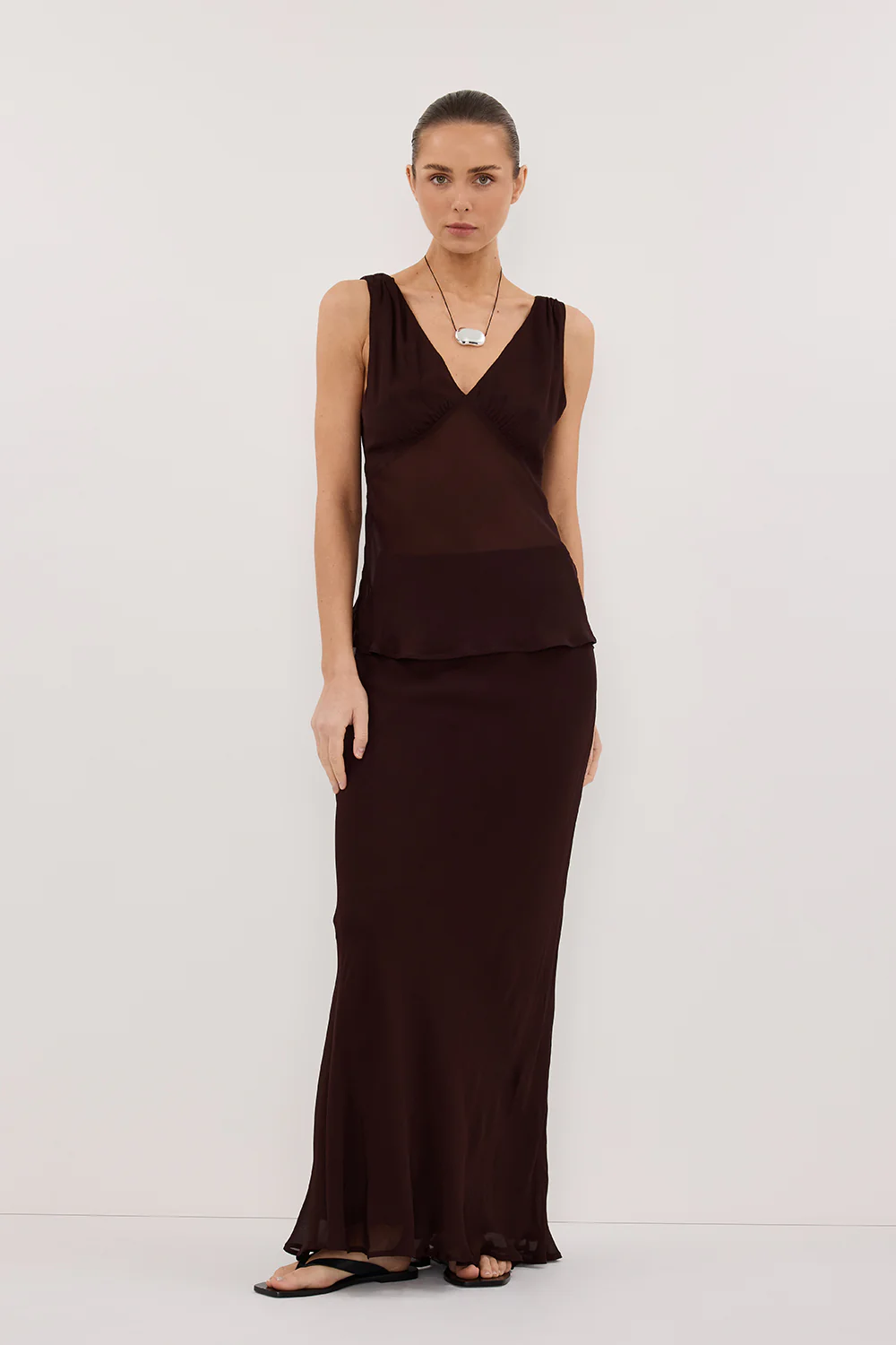 CARLY DARK CHOC MIDI SKIRT - Image 6