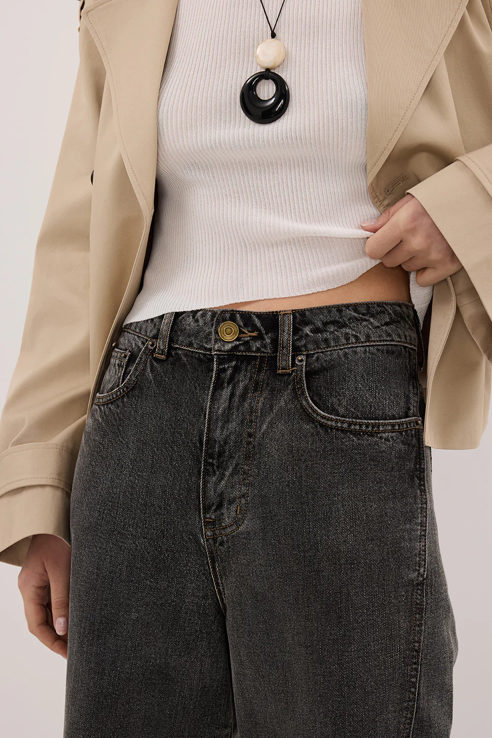 CARSON WASHED BLACK TALL WIDE LEG JEAN - Image 5