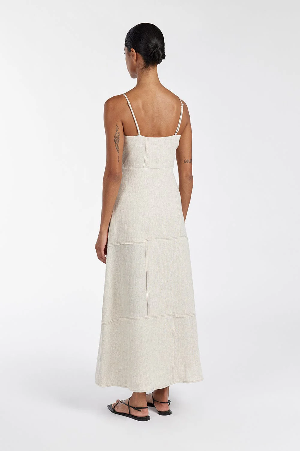 CATIE NATURAL PATCHWORK MIDI DRESS - Image 4